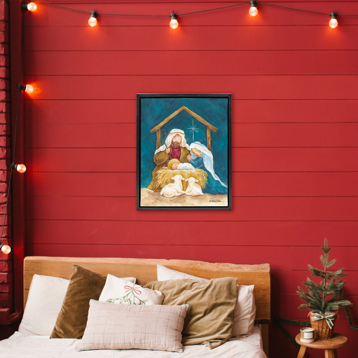 Stupell Industries Comforting Nativity Painting Floating Frame, design by Diane Kater