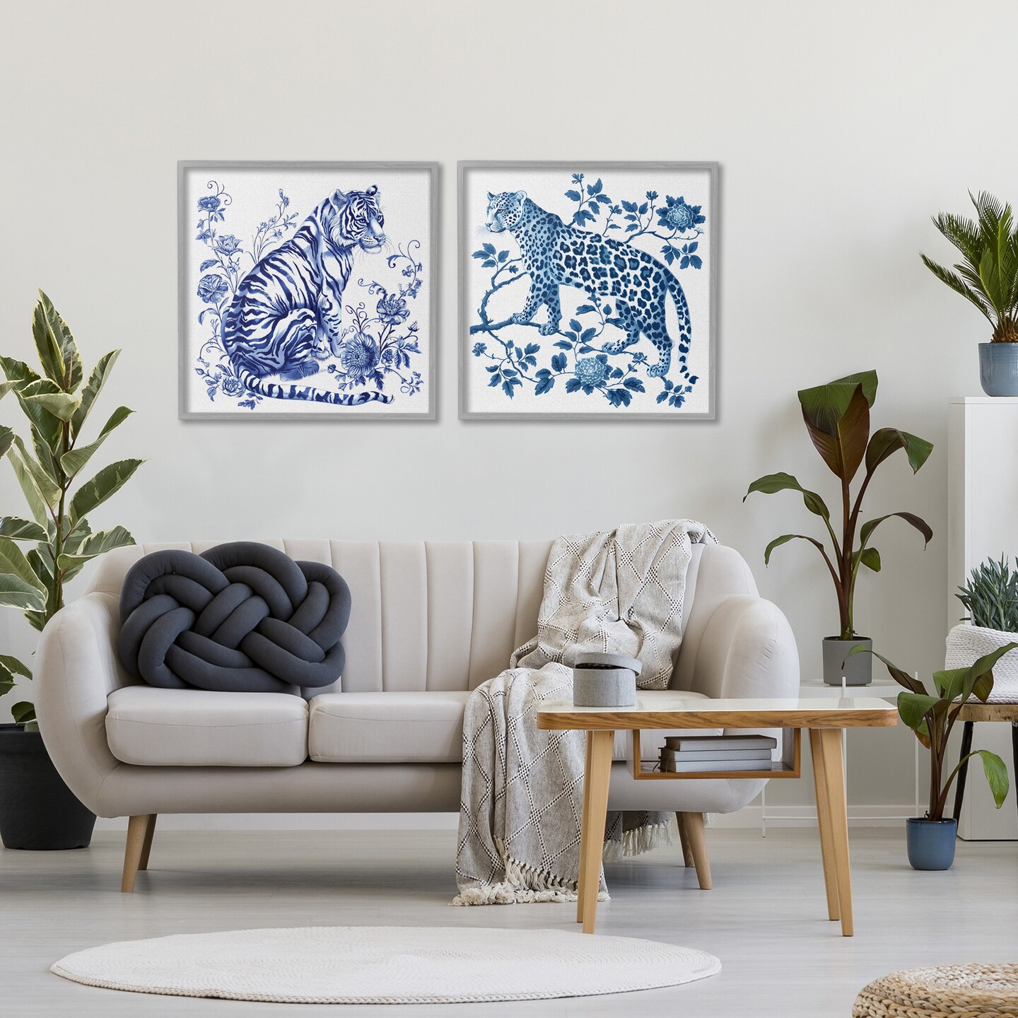 Stupell Industries Ornate & Detailed Large Cats 2pc Framed Giclee Set, design by Lettered and Lined