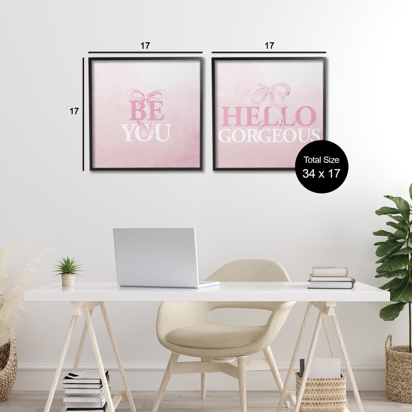 Stupell Industries Pink Feminine Empowerments 2pc Framed Giclee Set, design by Kim Allen