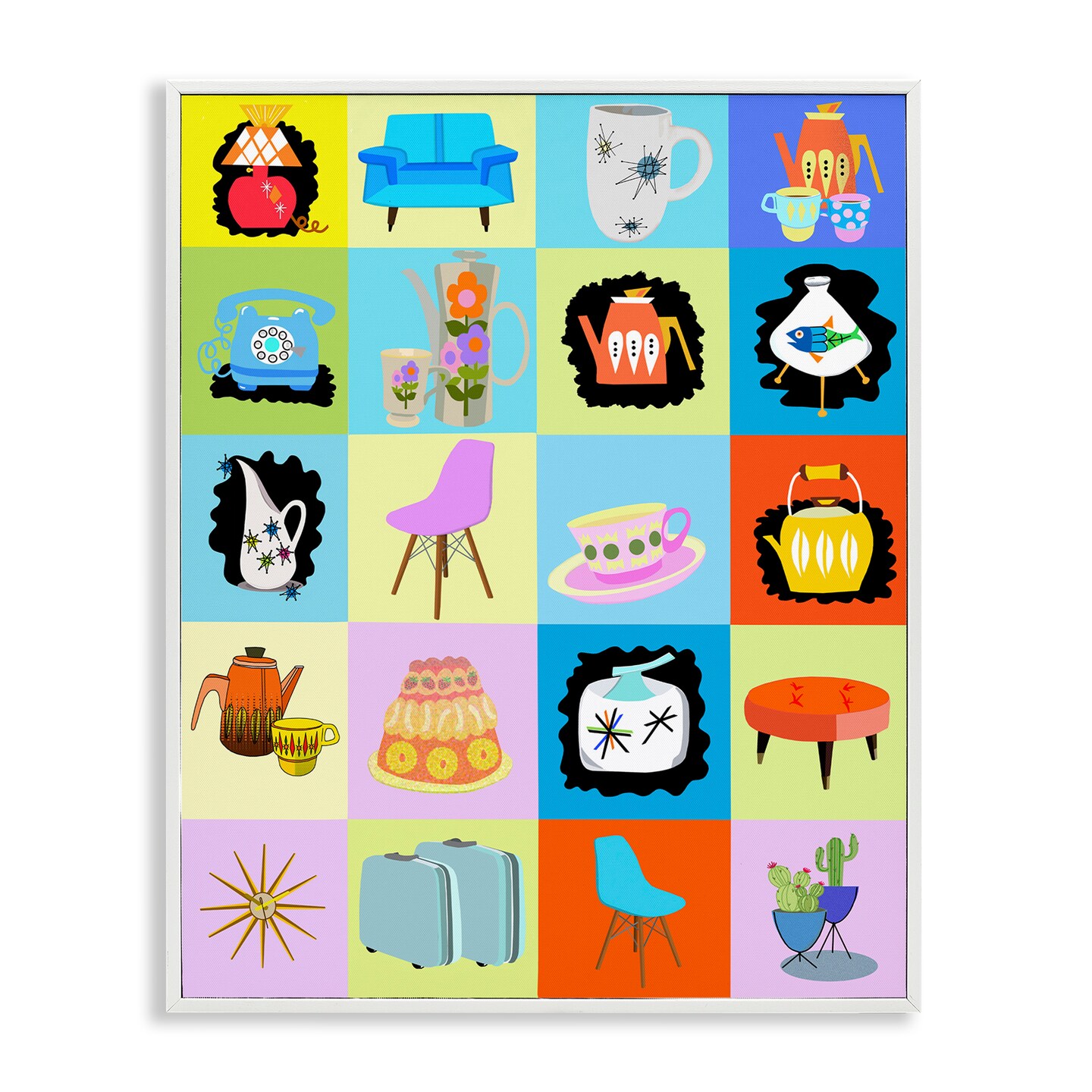 Stupell Industries Retro Vintage Vignettes Framed Giclee, design by Lynnda Rakos