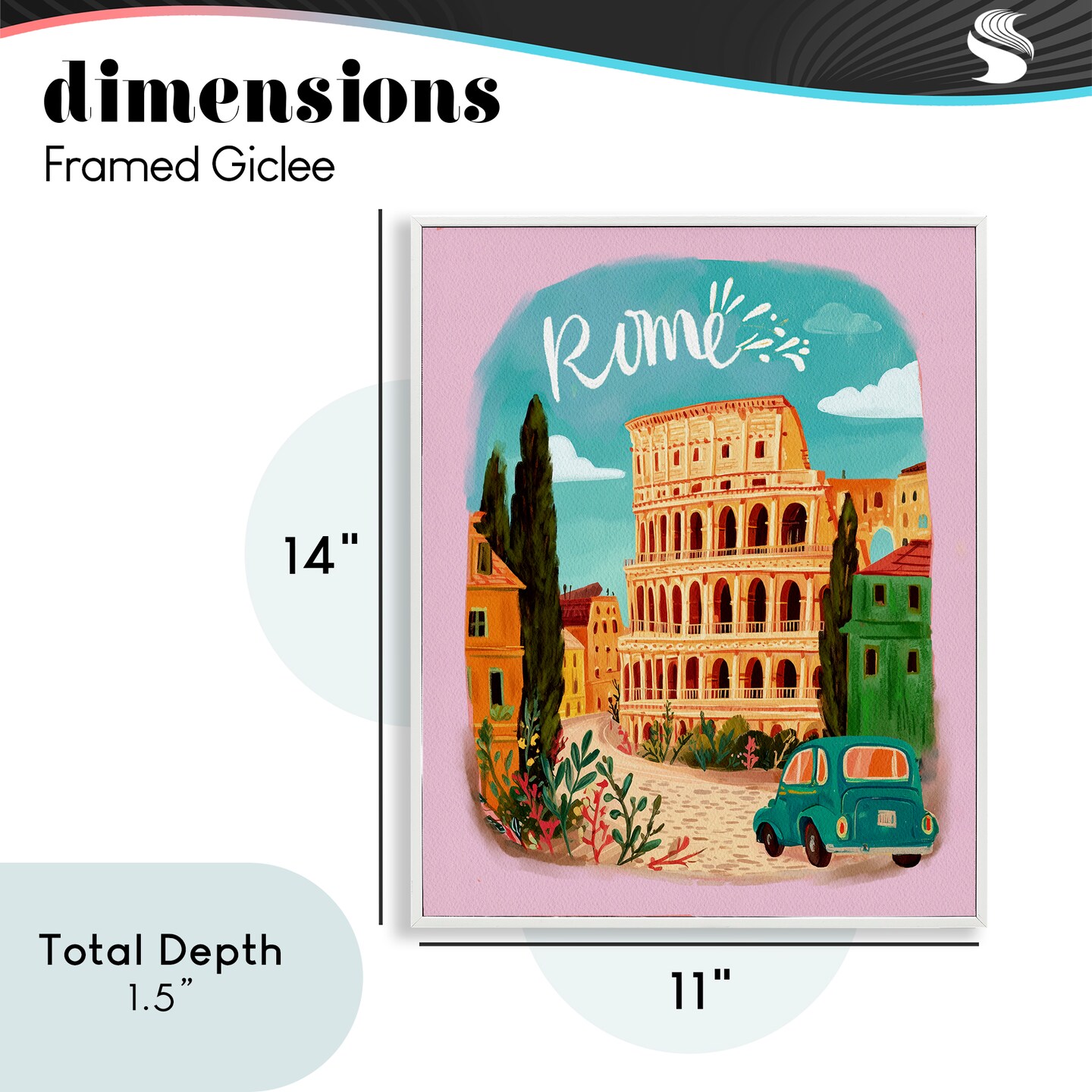 Stupell Industries Rome Travel Spot Architecture Framed Giclee, design by Yen