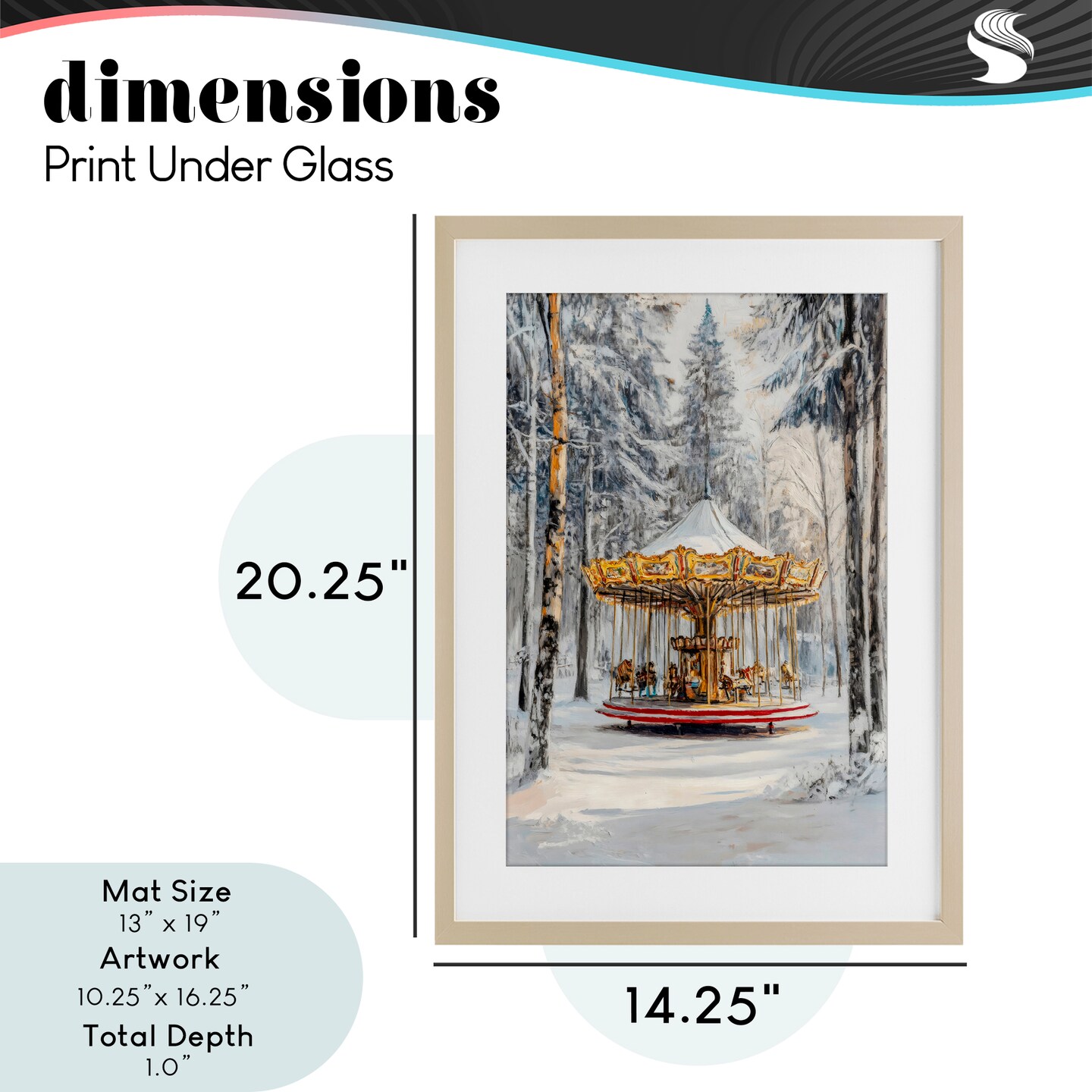 Stupell Industries Winter Wonderland Carousel Framed Print Under Glass, design by Petal Prints Design