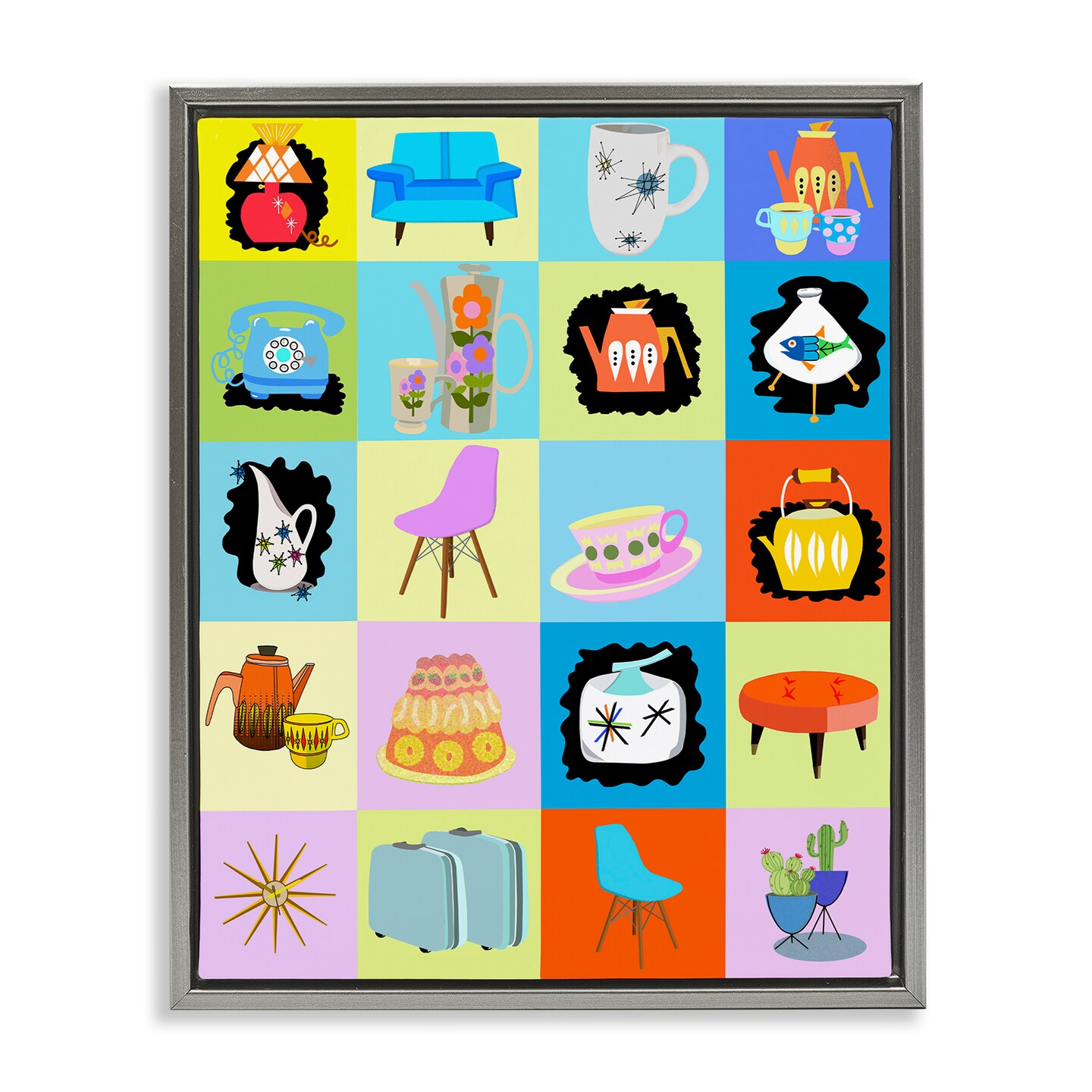 Stupell Industries Retro Vintage Vignettes Floating Frame, design by Lynnda Rakos