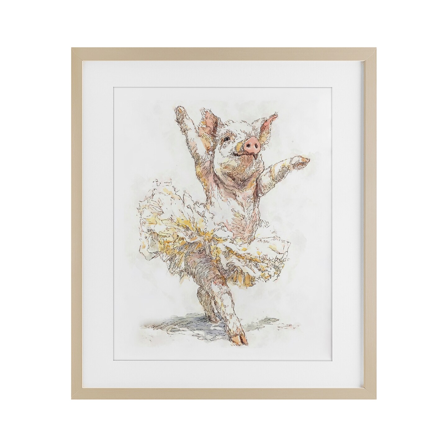 Stupell Industries Ballet Pig Tutu Framed Print Under Glass, design by Ziwei Li