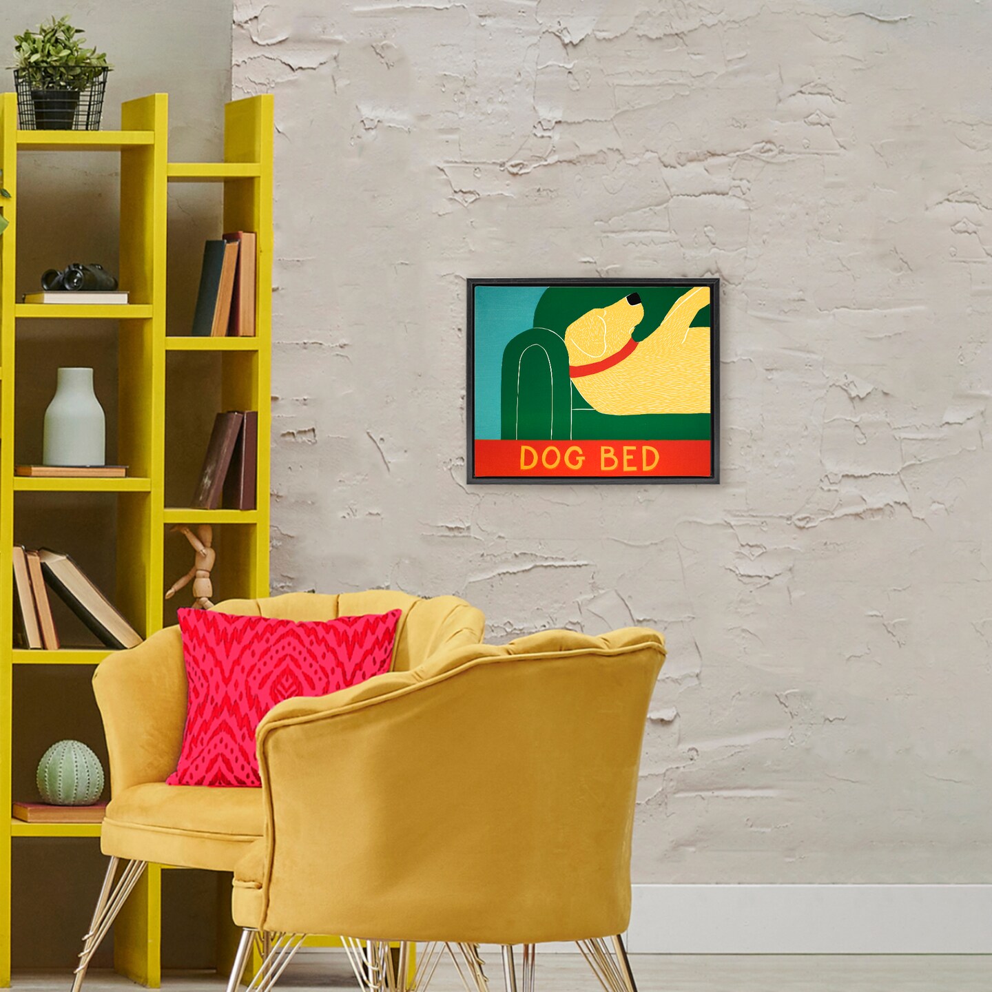 Stupell Industries Dog Bed Labrador Floating Frame, design by Stephen Huneck