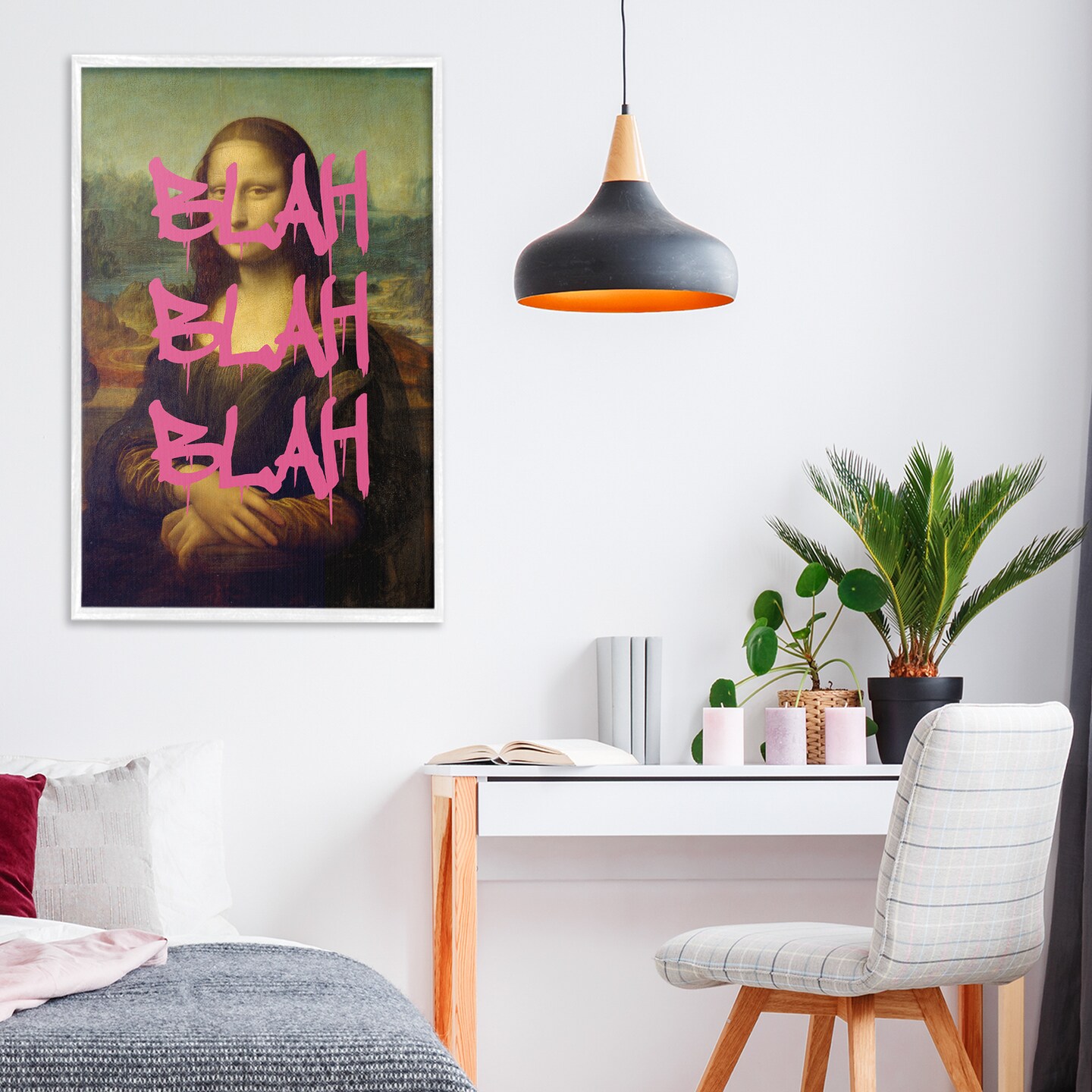 Stupell Industries Graffiti Over Mona Lisa Framed Giclee, design by Masters Redux