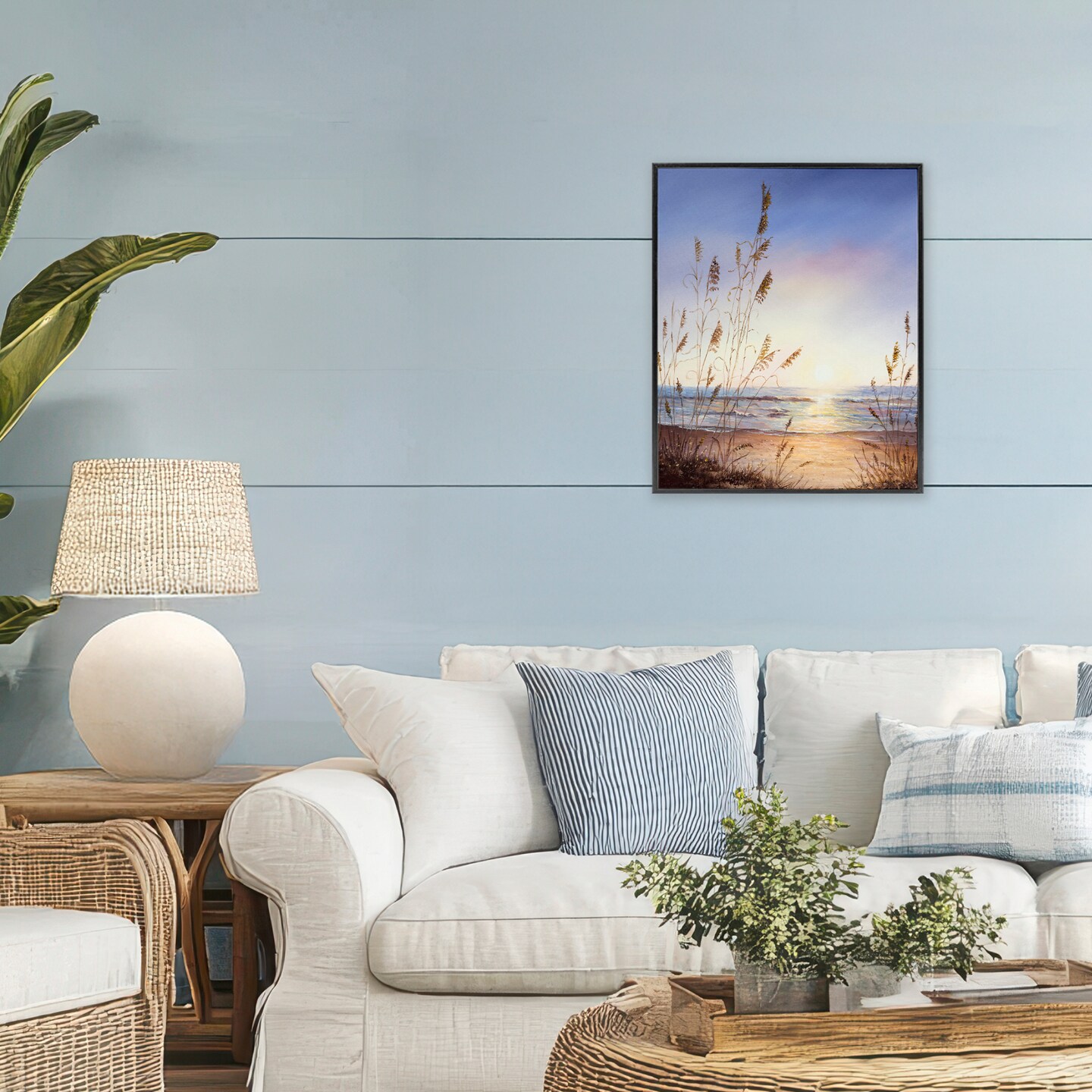 Stupell Industries Seascape with Sunlit Grasses Framed Giclee, design by Michelle Faber
