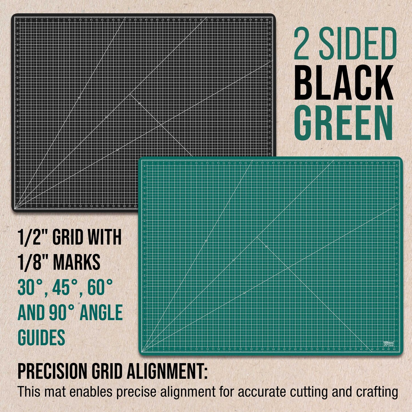36&#x22; x 48&#x22; Self-Healing Cutting Mat 5-Ply - Double-Sided Green/Black Craft Mat, Non-Slip Cutting Mats for Crafts, Sewing, Quilting, Scrapbooking