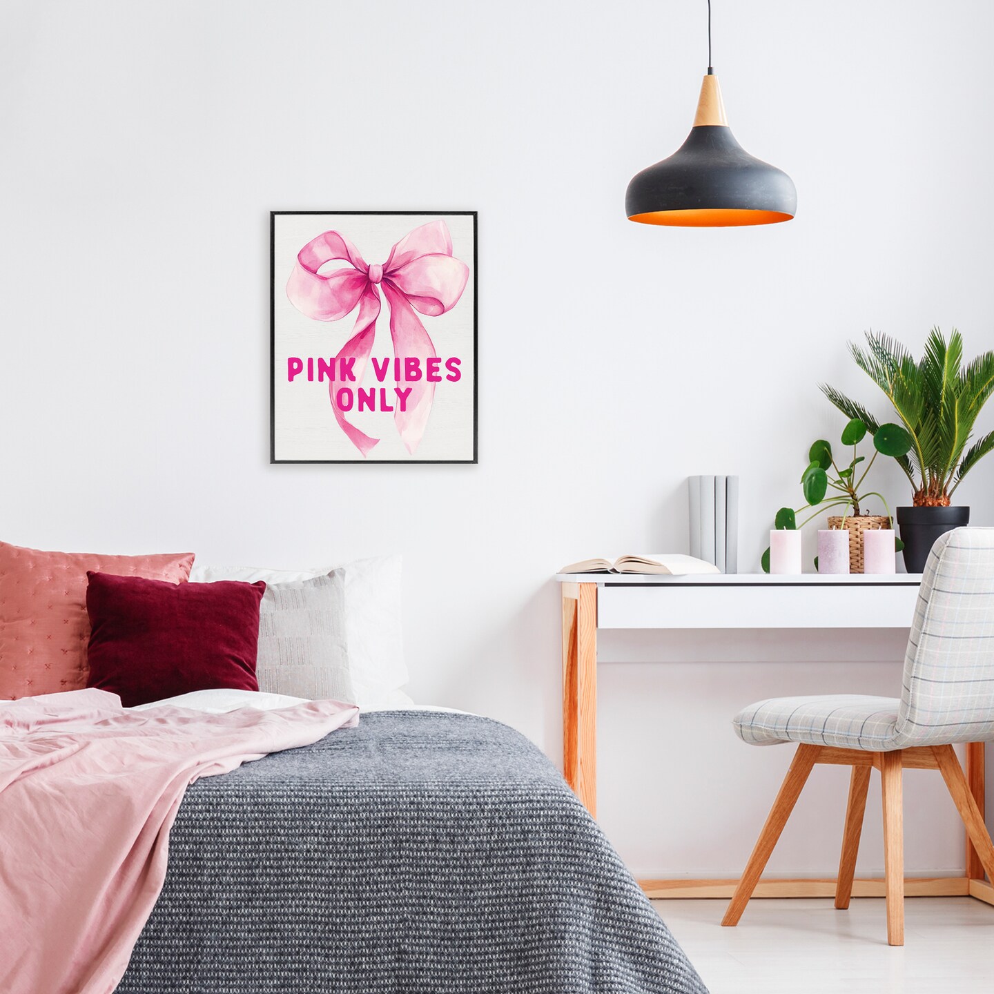 Stupell Industries Girly Pink Vibes Only Framed Giclee, design by Lettered and Lined