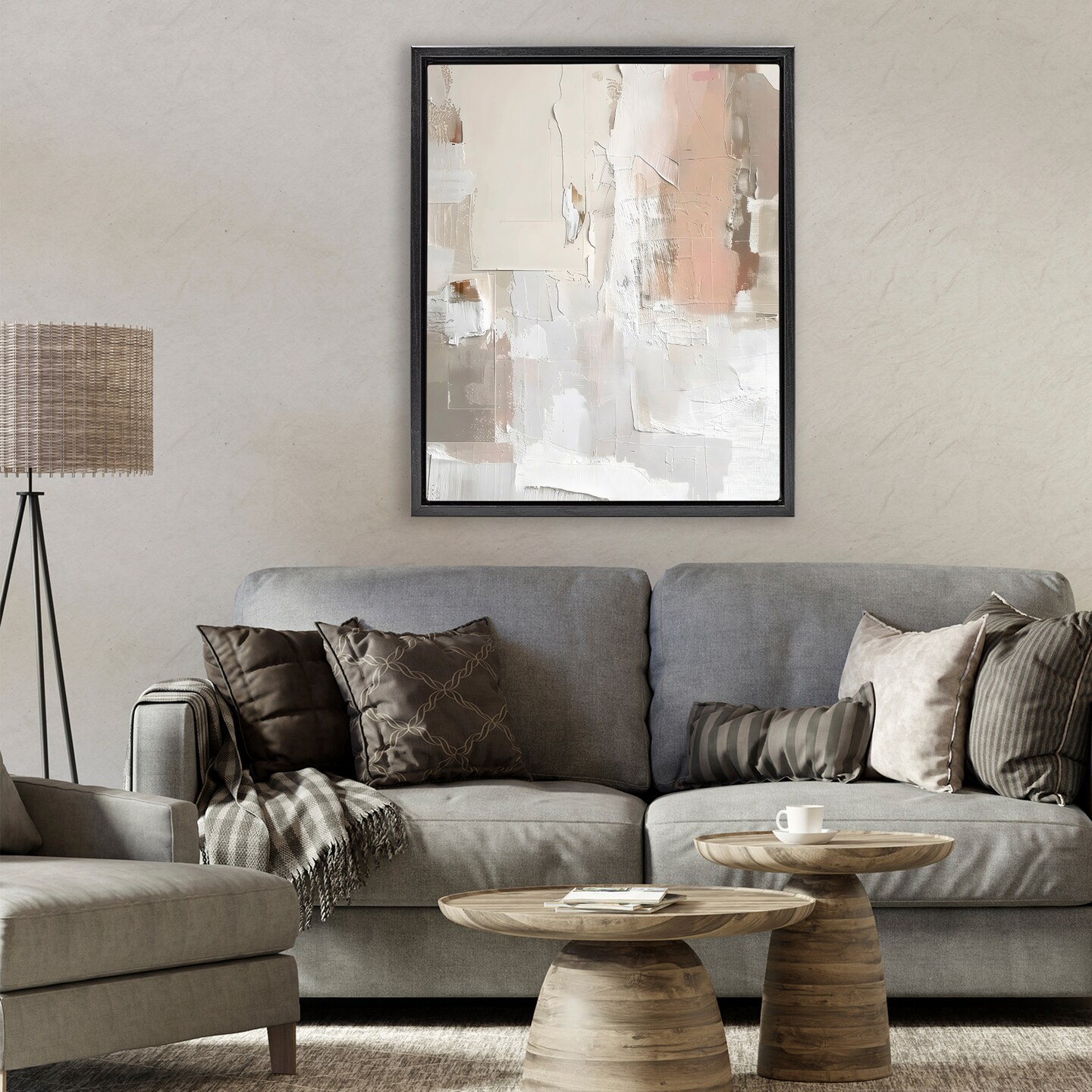 Stupell Industries Blush & Neutrals Abstract Floating Frame, design by Riley B