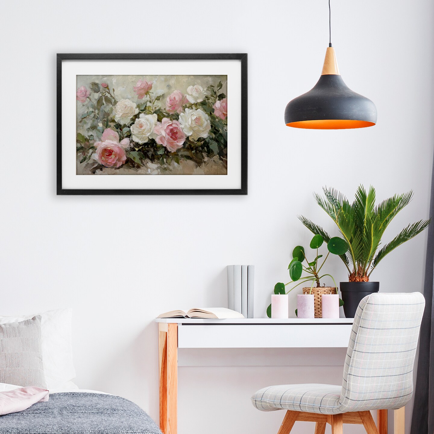Stupell Industries Rose Bouquets Pink and White Framed Print Under Glass, design by Petal Prints Design