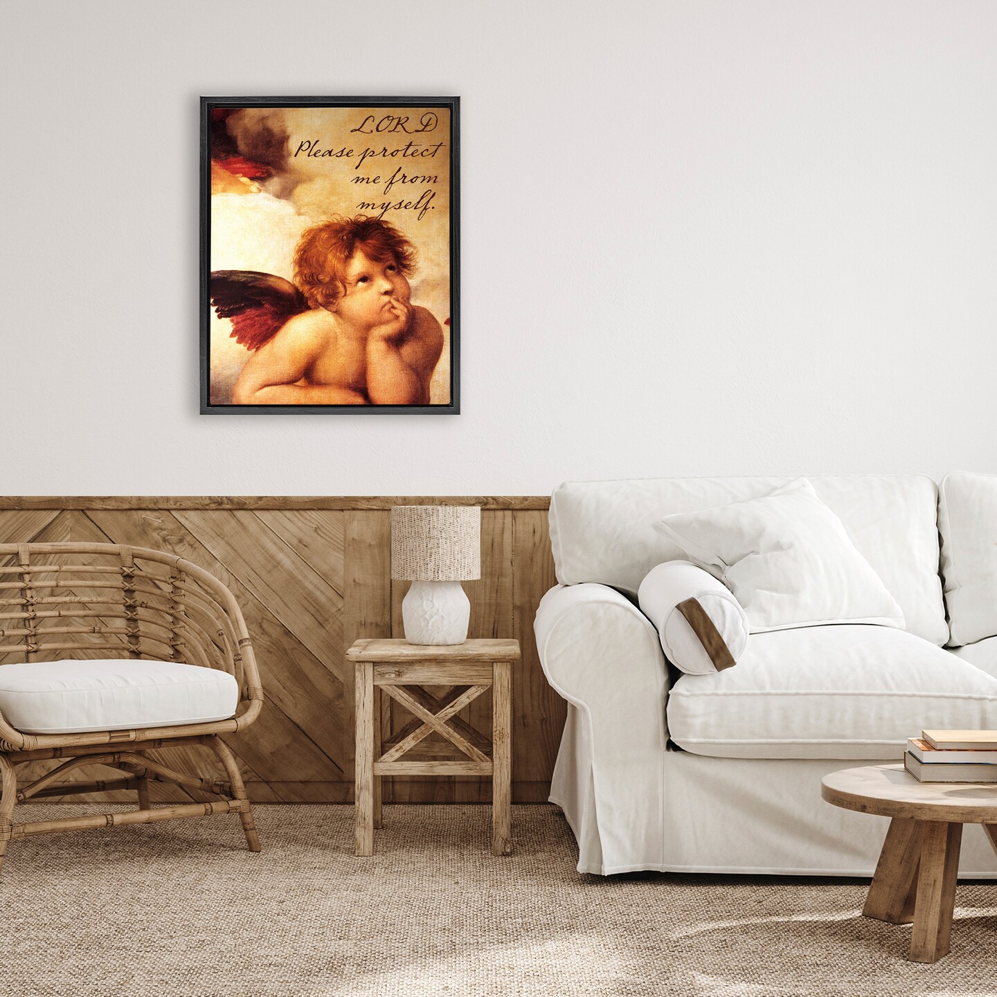 Stupell Industries Lord Protect Me with Cherub Floating Frame, design by Sophie 6