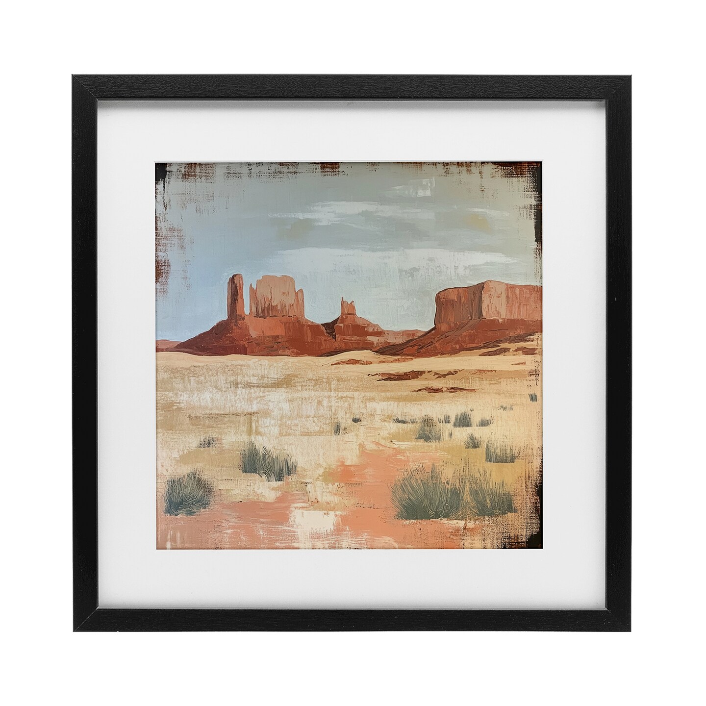 Stupell Industries Desert Postcard Mesa Framed Print Under Glass, design by Petal Prints Design