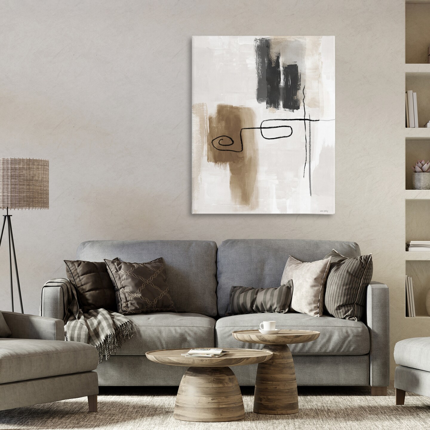 Stupell Industries Flowing Contrast Grey & Tan Canvas, design by Amber Sterling