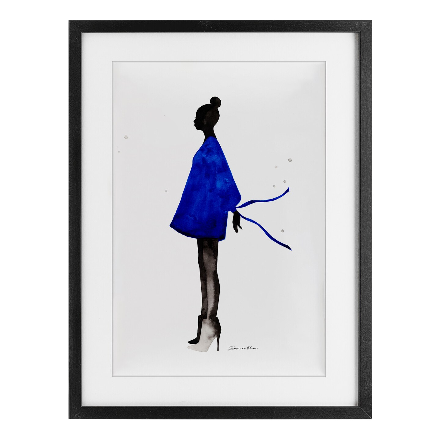 Stupell Industries Girl In Blue Dress Silhouette Framed Print Under Glass, design by Simone Elum