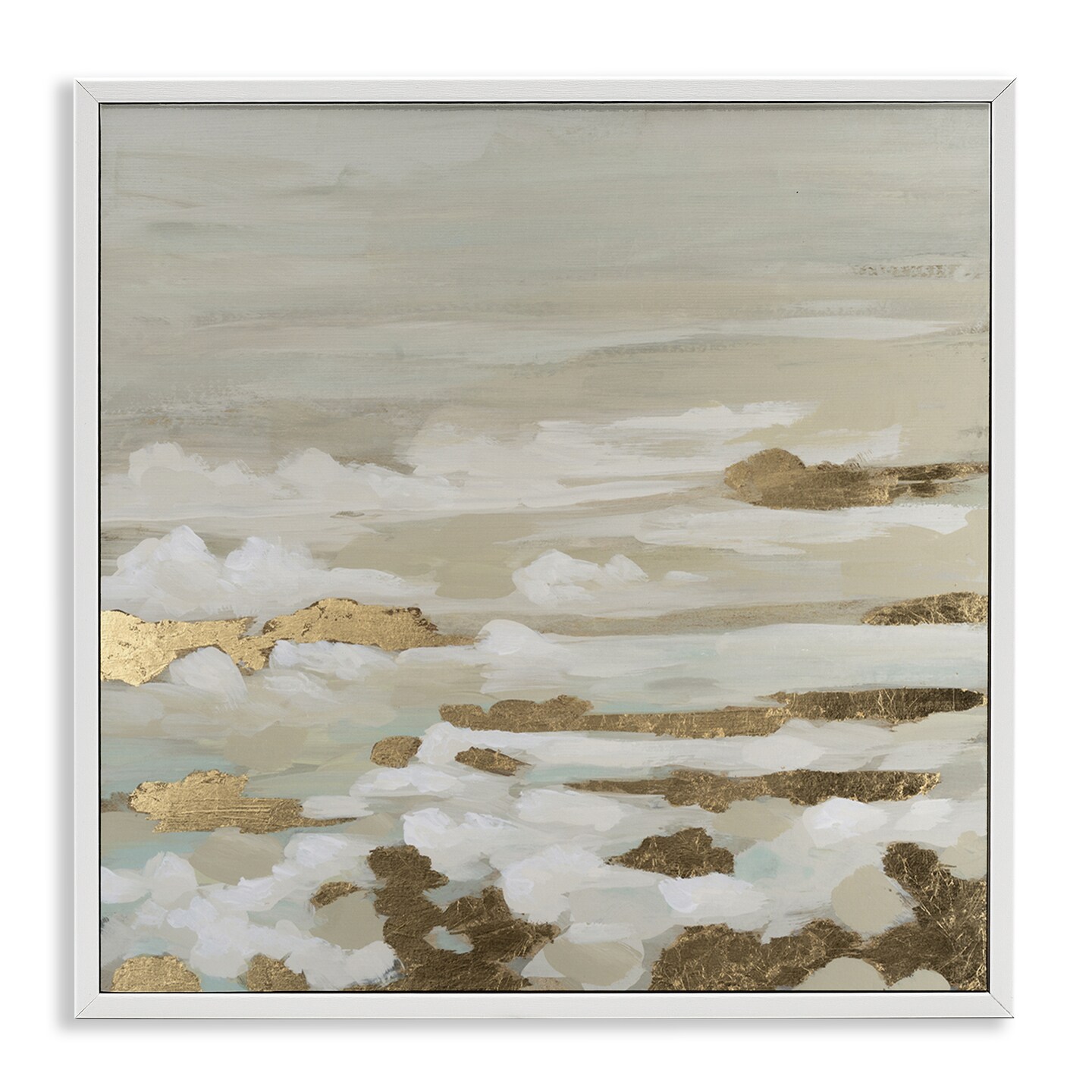 Stupell Industries Gilded Surf Abstract Waves Framed Giclee, design by June Erica Vess