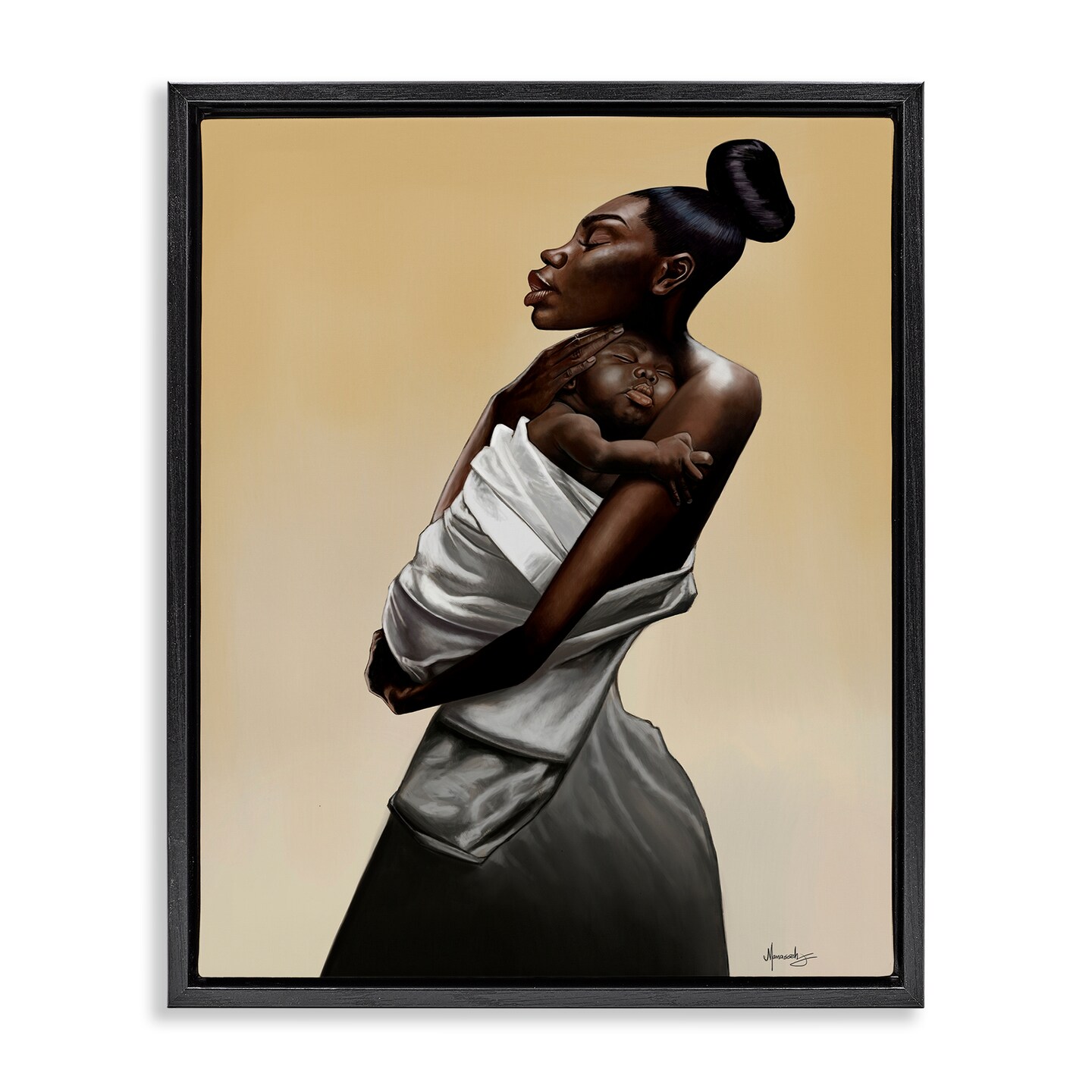 Stupell Industries Mother And Child Tenderness Floating Frame, design by Manasseh Johnson Sr