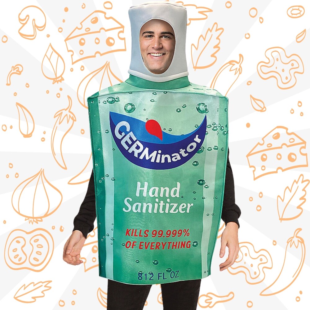 Hand Sanitizer Bottle Adult Costume Funny Health Tunic Open Face Halloween Party Outfit