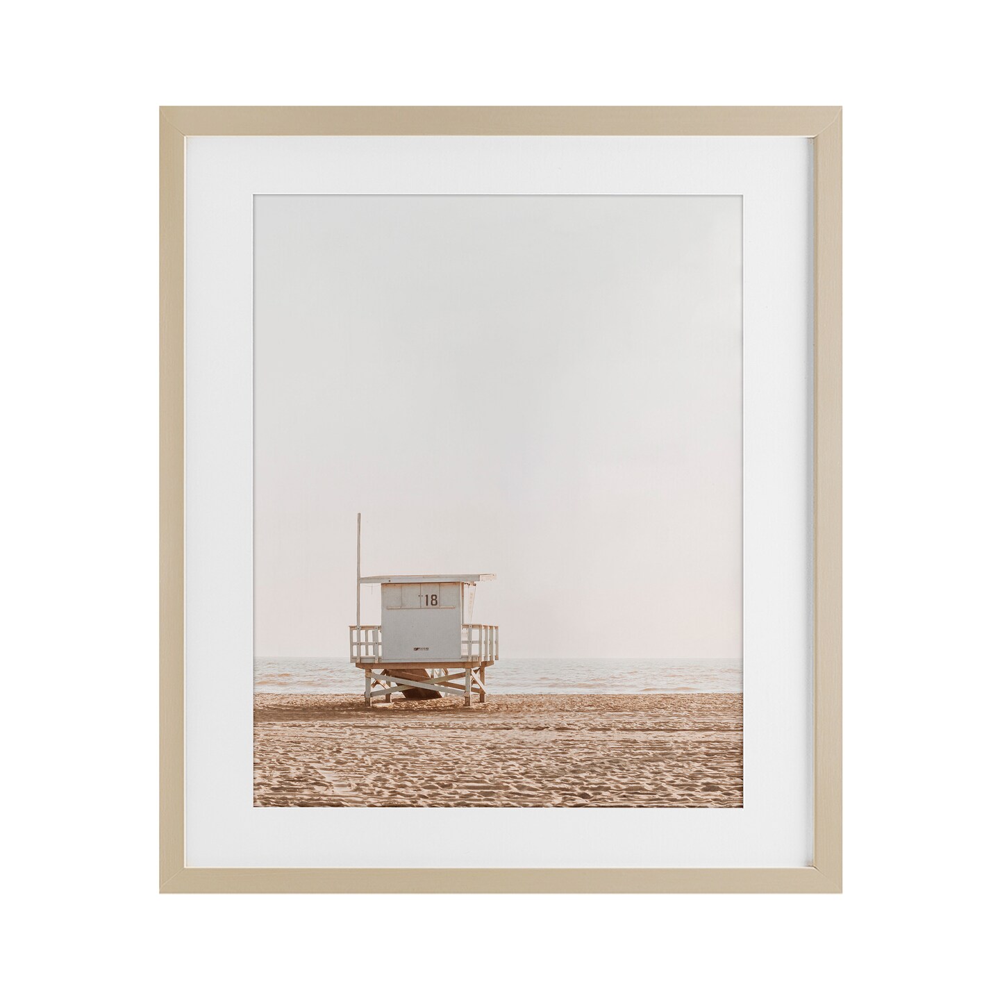 Stupell Industries Minimalist Beach Hut Neutrals Black Framed Print Under Glass, design by Sisi and Seb
