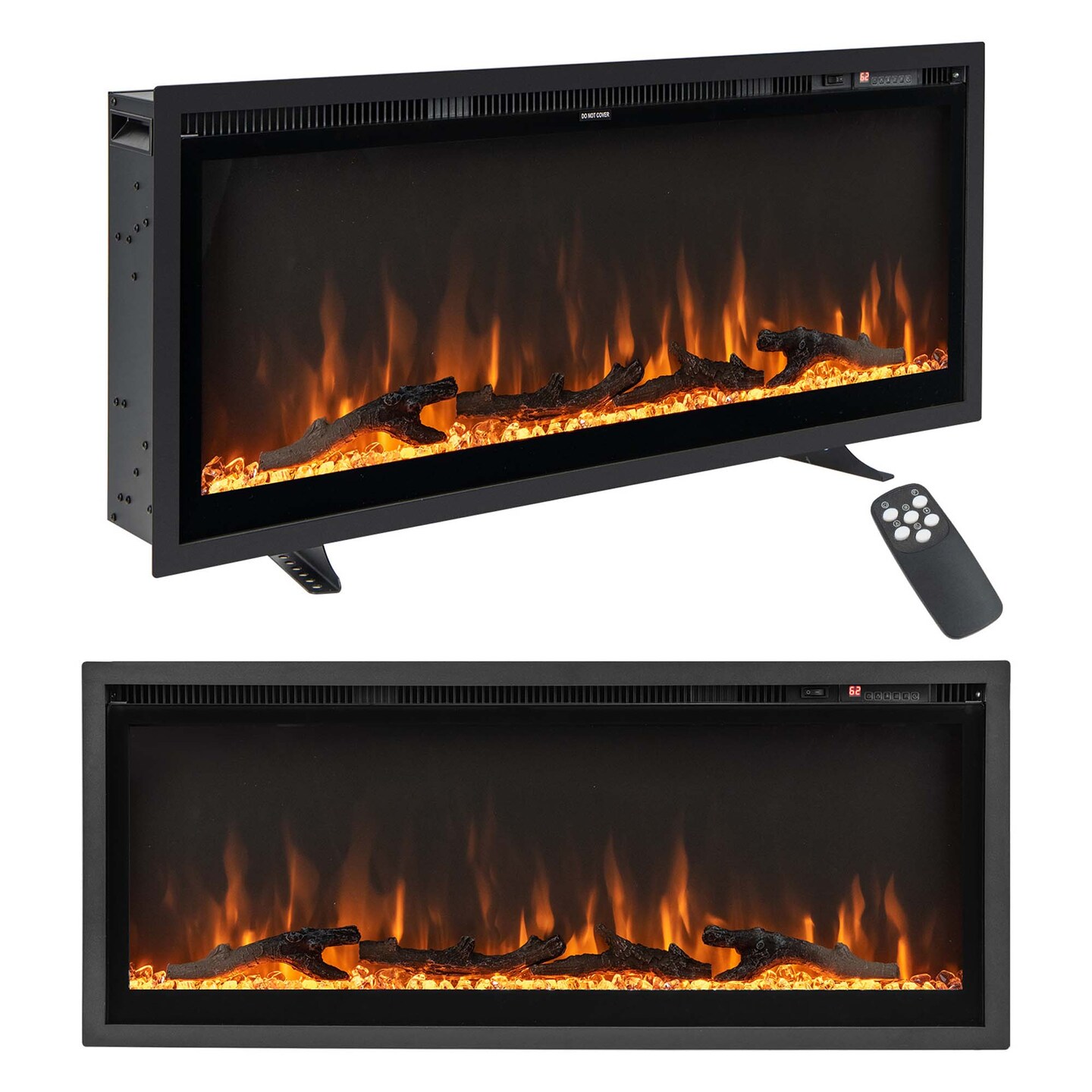 Costway 50'' Electric Fireplace Recessed Wall Mounted Freestanding with Remote Control