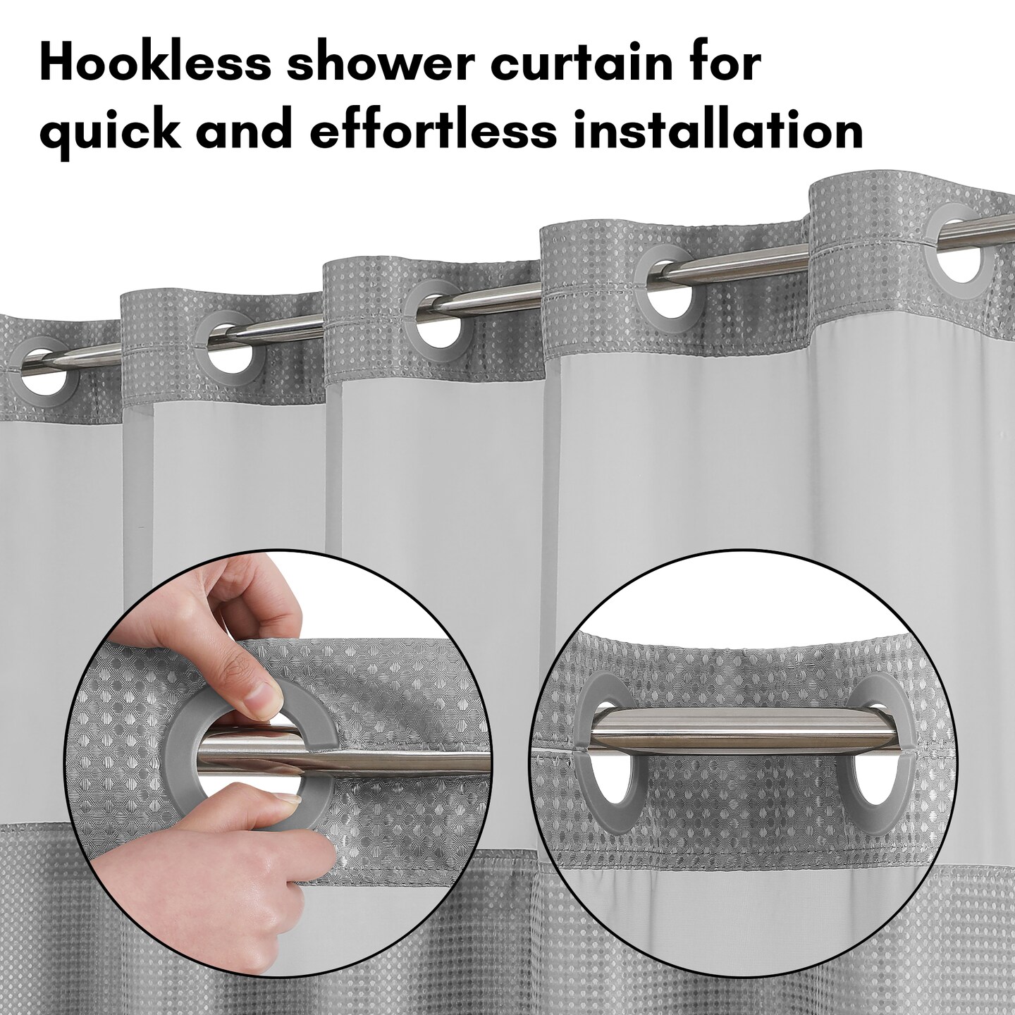 Americanflat 72x75 Hookless Waffle Pattern Shower Curtain - Water-Resistant Long Shower Curtain with Sheer Panel, Snap-In Liner, and Grommets