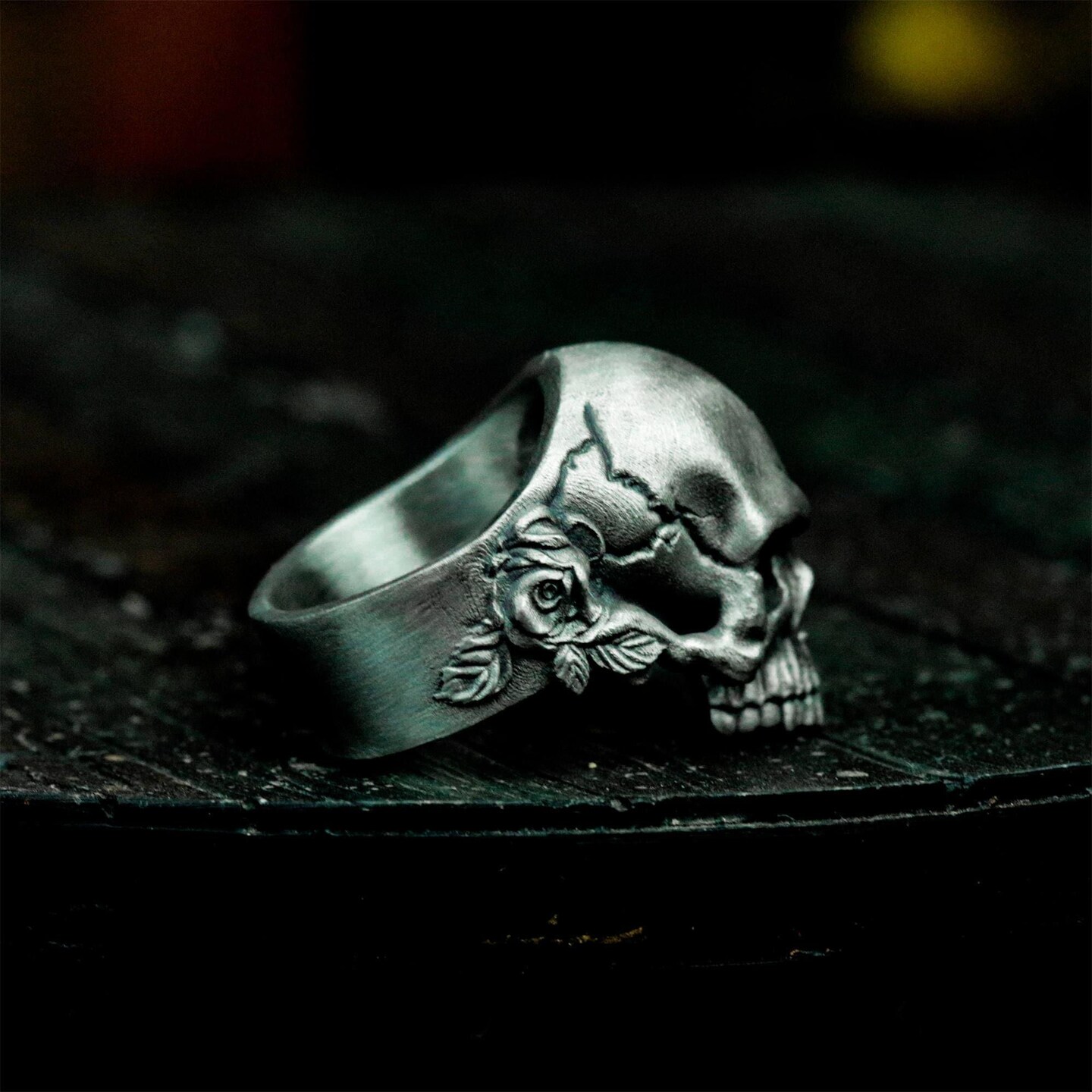Cracked Skull Rose Ring Handmade 925 Silver Gothic Bone Band MakerPlace  by Michaels