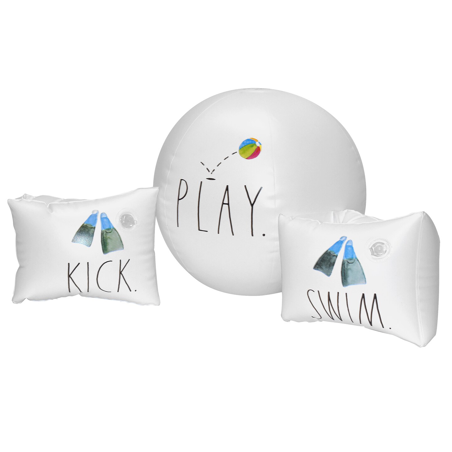 Rae Dunn: Swim Kick Play Water Wings & 12" Beach Ball -CocoNut Float, Water Inflatable & Durable Swim Aids, Kids Age 3+