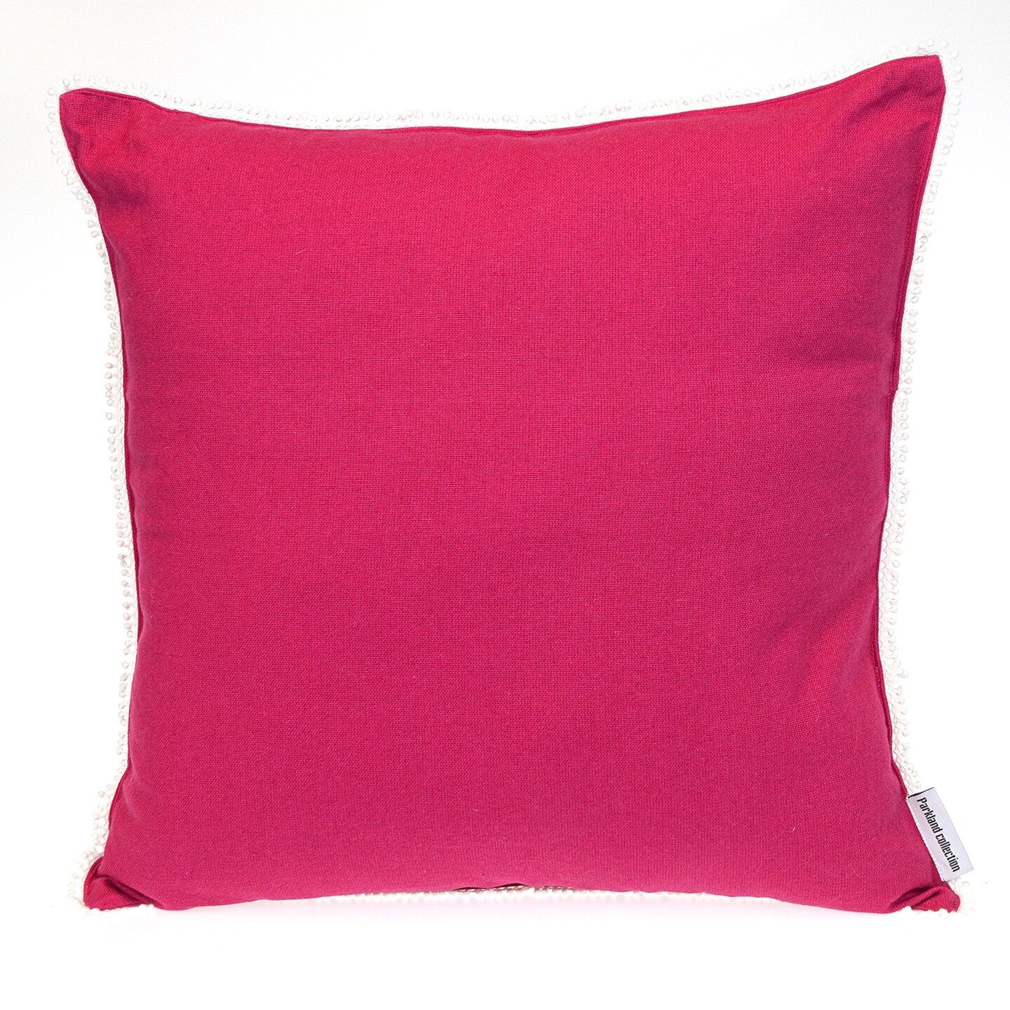 Nassau Collection Square Cotton Throw Pillow with Fringed  Edges - 20&#x22; - Pink