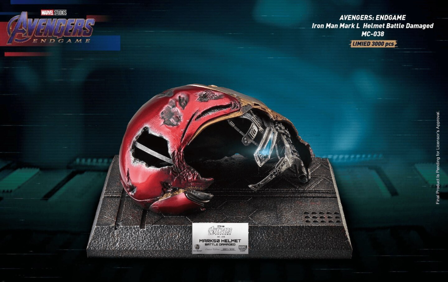 Avengers: Endgame Iron Man Mark 50 Helmet Battle Table Top Statue