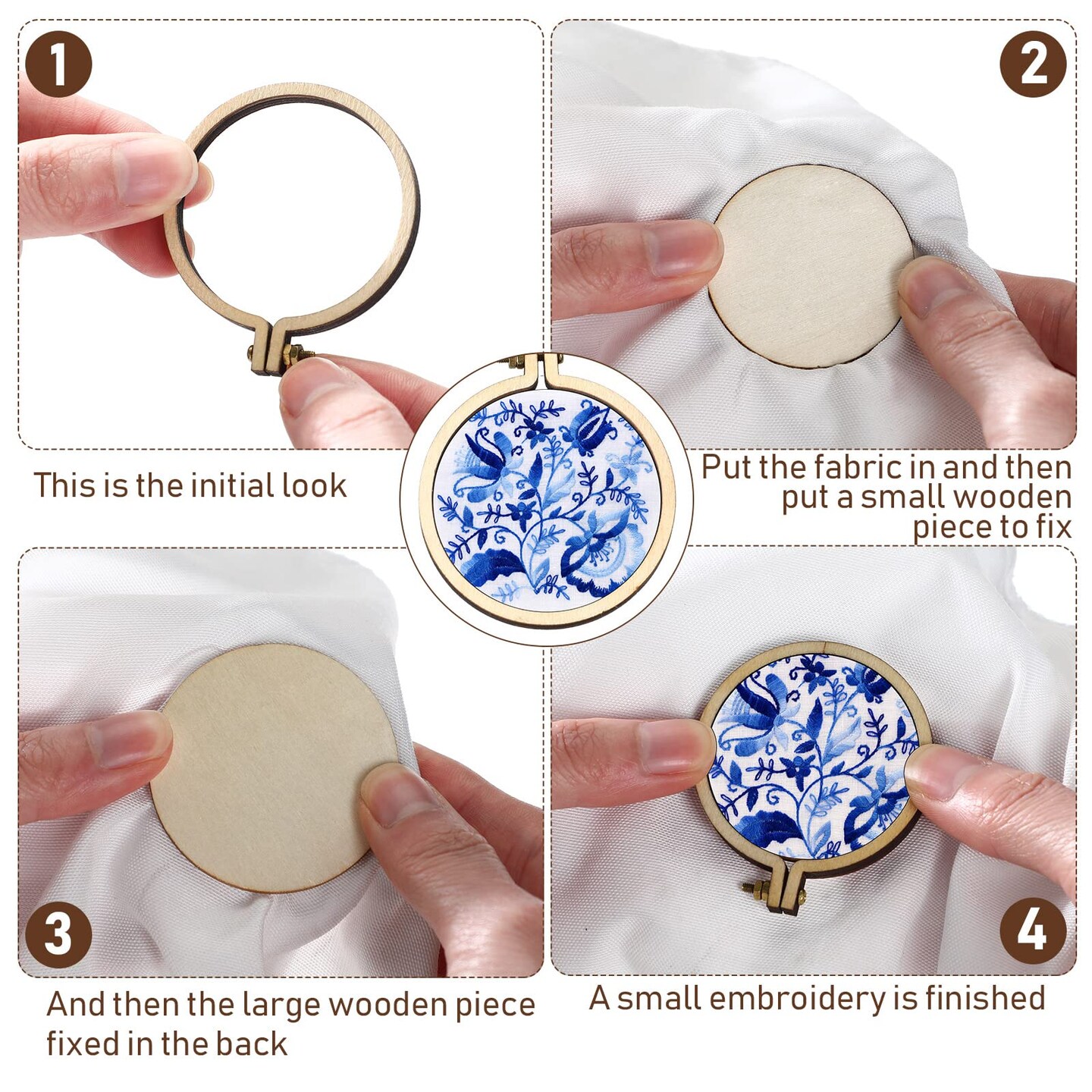 Mini Embroidery Hoops Adjustable Wooden Circle Cross Stitch Hoop Ring Bulk Round Embroidery for Art Craft Handy Sewing and Decoration(20 Pieces,2.2 x 2 Inch)