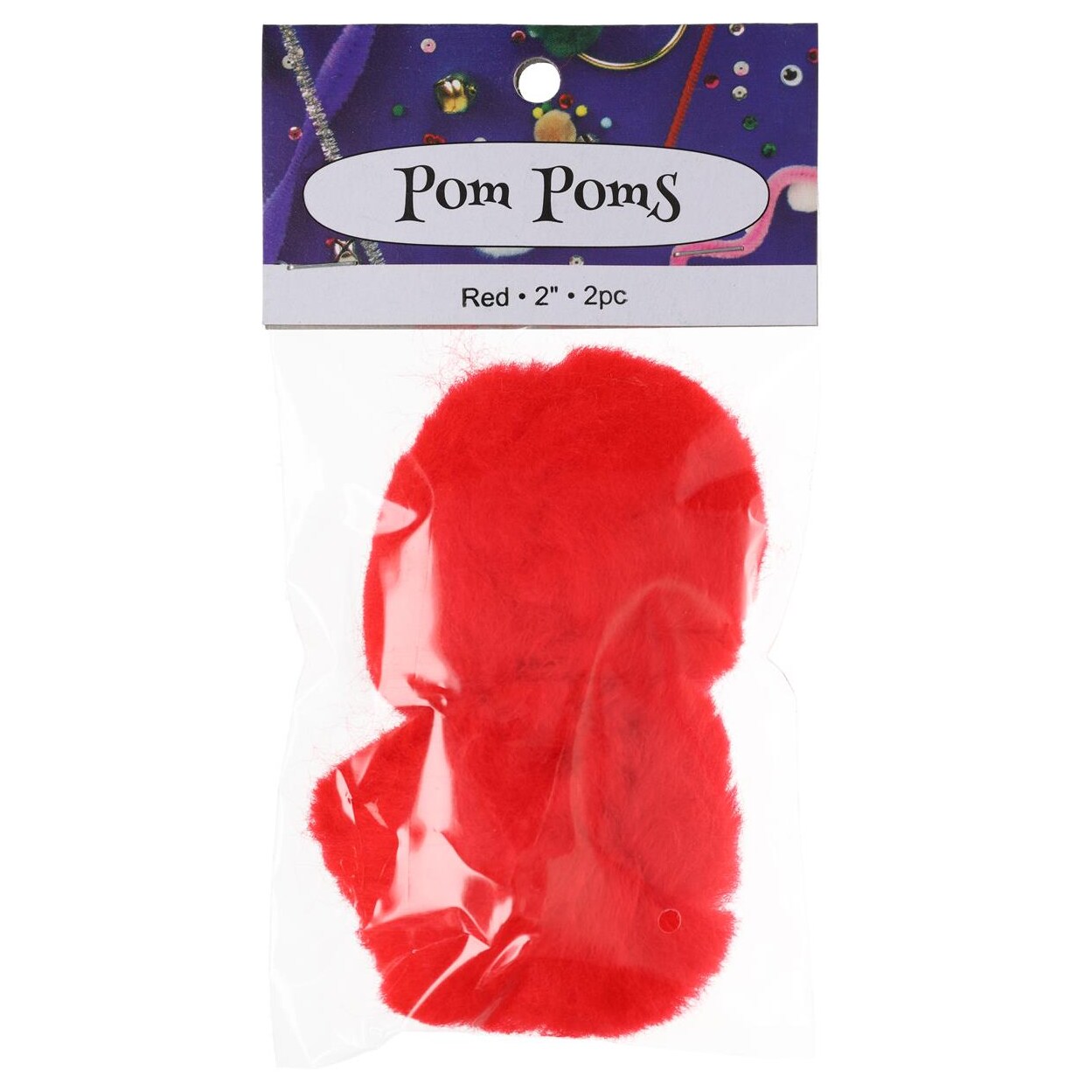 PA Essentials Pom Pom Balls 2&#x22; 2pc Red &#x2013; Arts and Crafts Supplies, Puff Balls for DIY Projects, Pompoms for Crafting, Pom Pom Decorations, Kids Craft Accessories