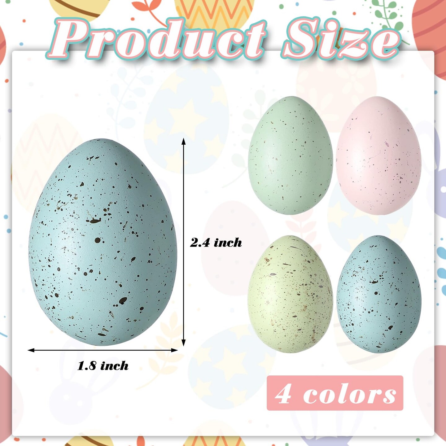 SiliFine Easter Speckled Eggs 2.4 in Plastic Speckled Eggs Bowl and Vase Filler Faux Chicken Eggs for DIY Spring Displays and Easter Decorations (Pink, Blue, Yellow, Light Blue,16 Pcs)