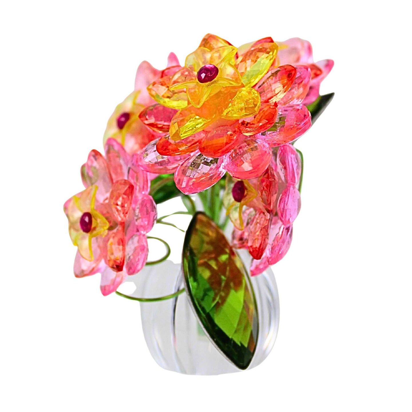 Crystal Expressions 3.5 Inch Dahlia Posy Pot Summer Figurine , Lightweight Summer Decor Nectar Floral Spring Summer