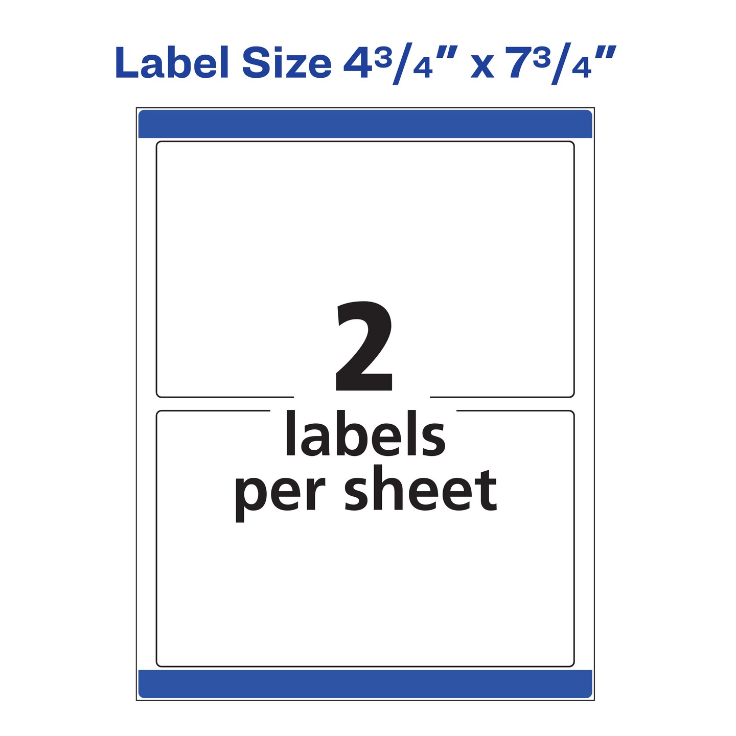 Avery Print-to-the-Edge Printable Shipping Labels, 4.75" x 7.75", Matte White, Sure Feed Technology, Laser & Inkjet Compatible, 50 Blank Labels Total (6876)
