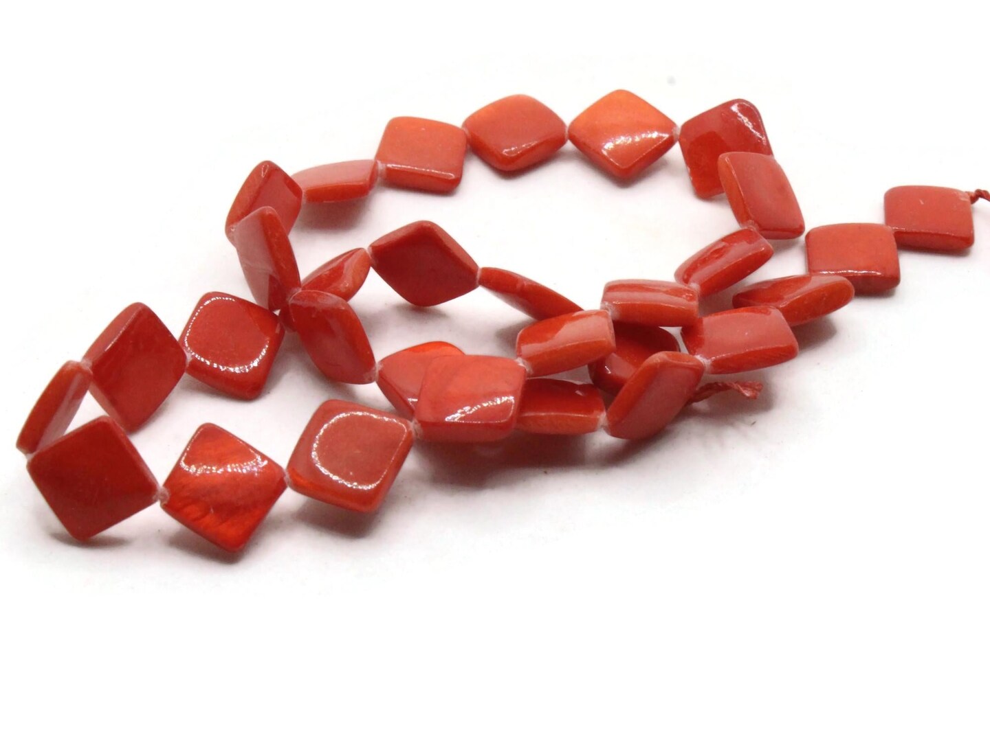 13mm Red Mother of Pearl Diamond Beads Full 15 Inch Strand