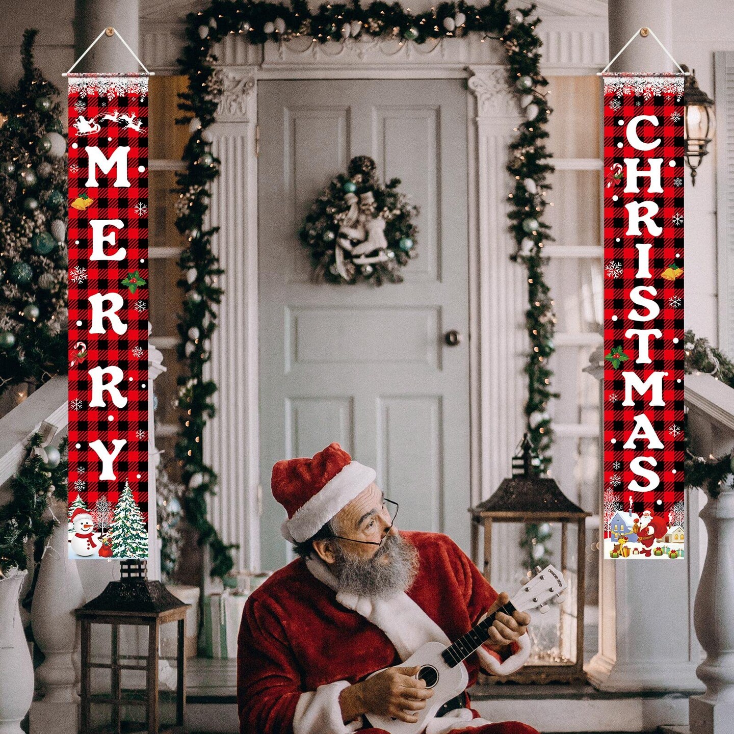 Christmas Decorations Merry Christmas Banner Xmas Porch Door Sign Welcome Banner for Wall Home Party Decor Christmas Decorations Indoor Outdoor