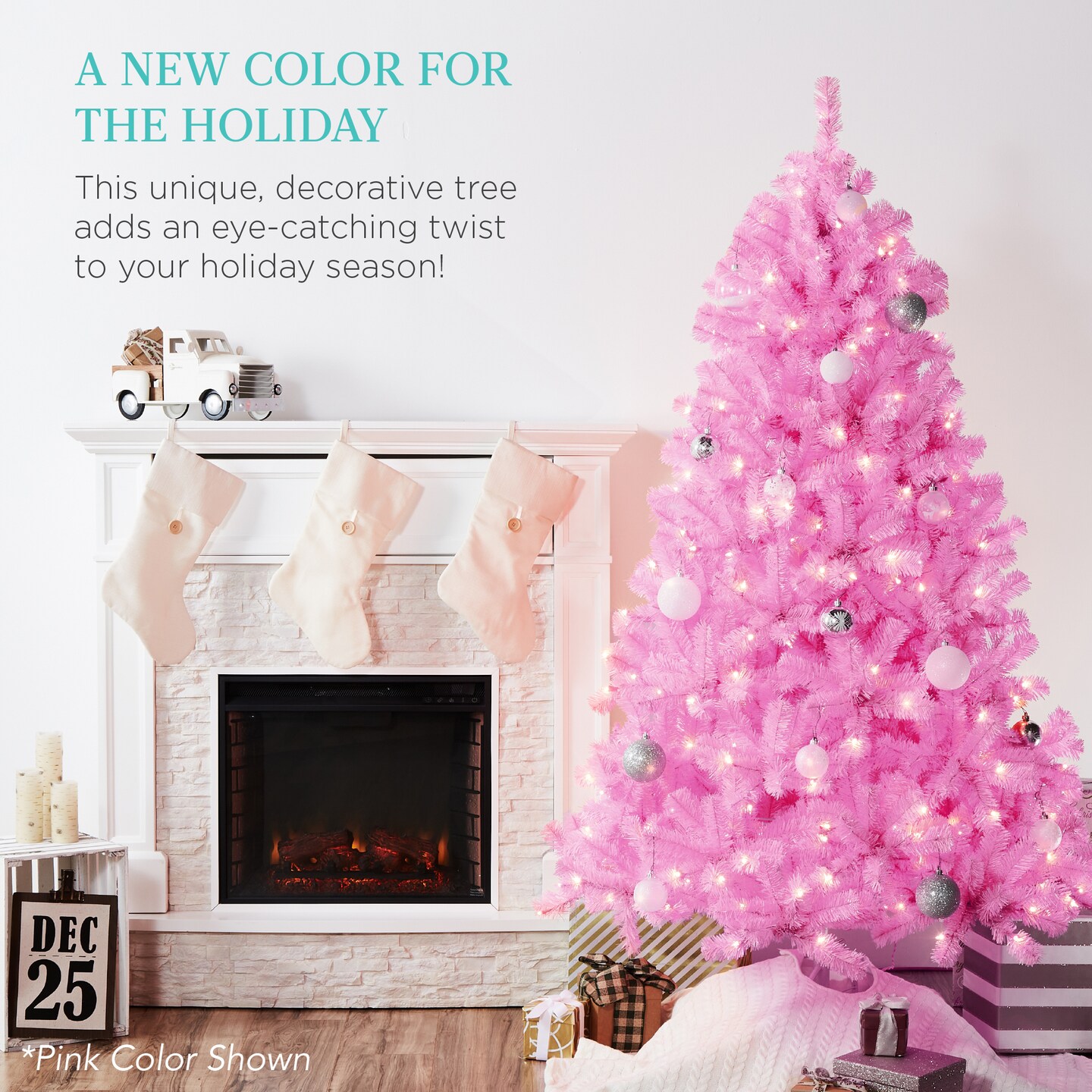 Best Choice Products Pre-Lit Lime Green Christmas Tree, Artificial Full Holiday Decoration w/ Incandescent Lights