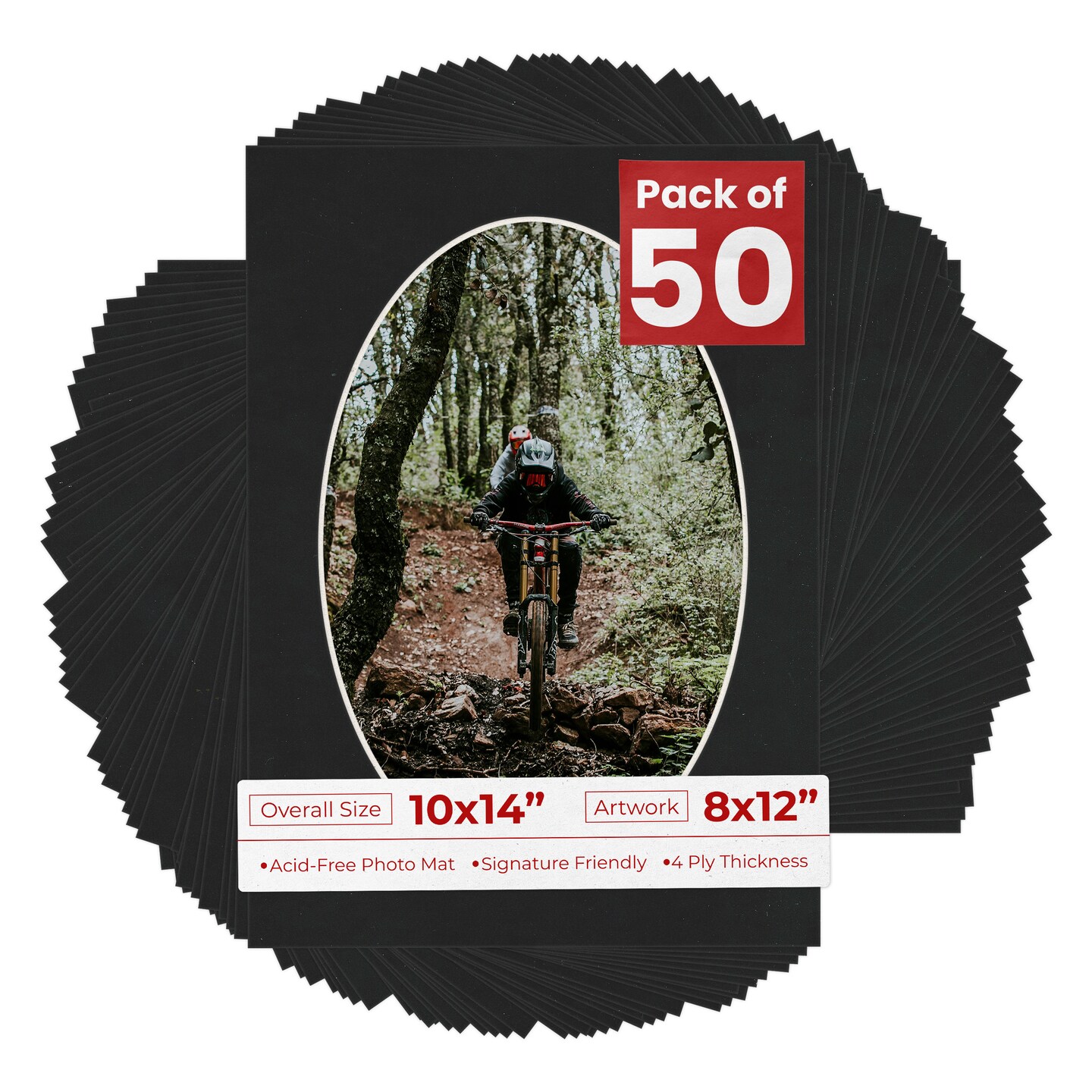 Black Suede Mat Board for 10x14 Frames - Oval Opening for 8x12 Photos