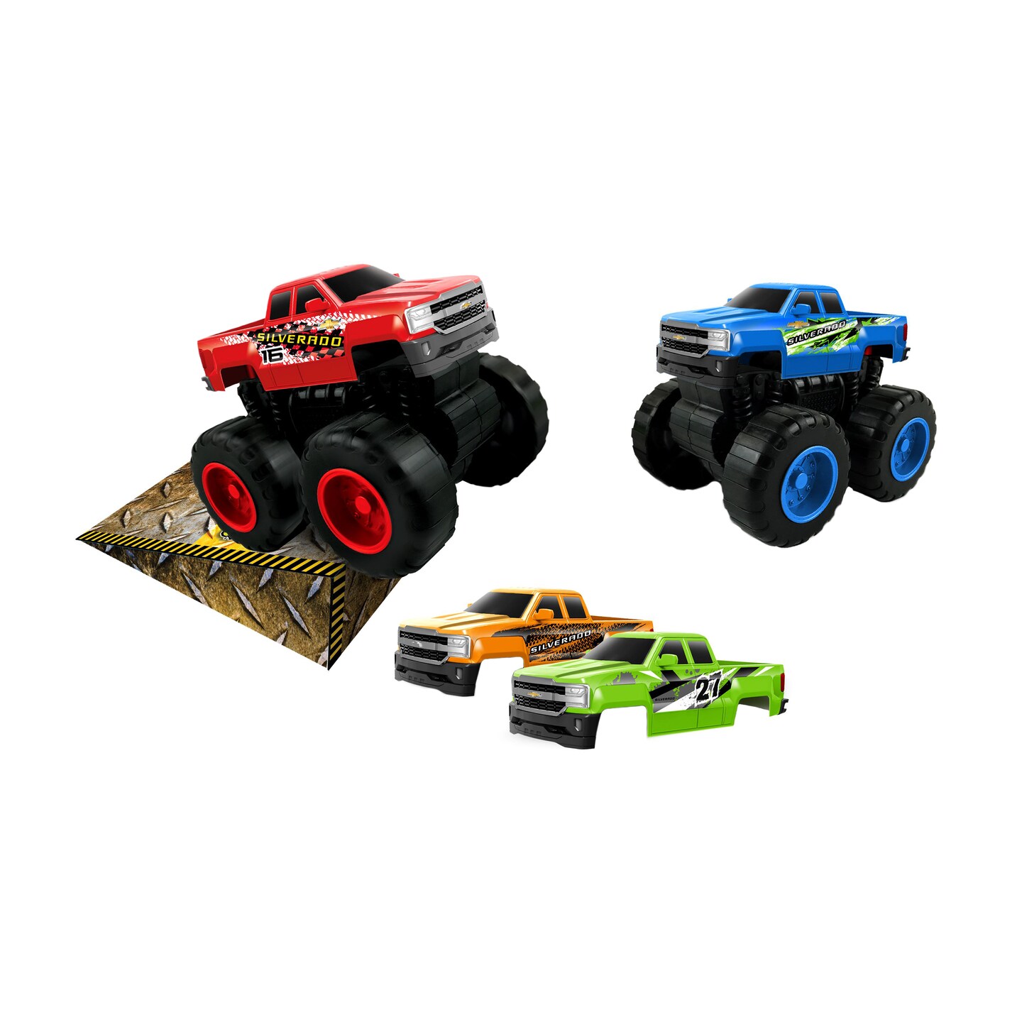 Jam&#x27;N Products - Chevy Silverado 1500 Friction Switch&#x27;Em Power Toy Vehicle Gift Set - 3 Years and up
