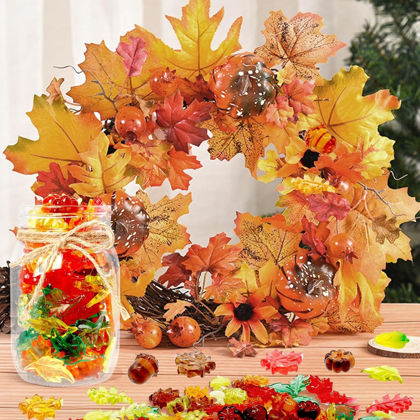 Mini Pumpkins Acorns Maple Leaves Corn Acrylic Fall Decorations, Mini Pumpkins Harvest Festival Decor, Fall Vase Filler for Thanksgiving Autumn Decor]
