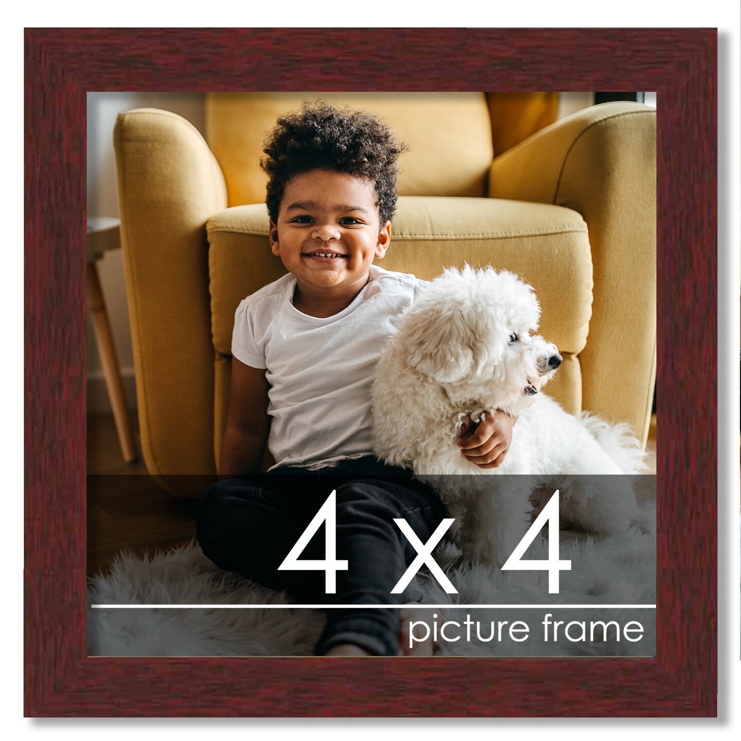 4x4 Minimalist Picture Frame with UV-Resistant Acrylic &#x26; Acid Free Backing, Available in 6 Finishes - Black, Brown, Silver, Grey, Natural, and White