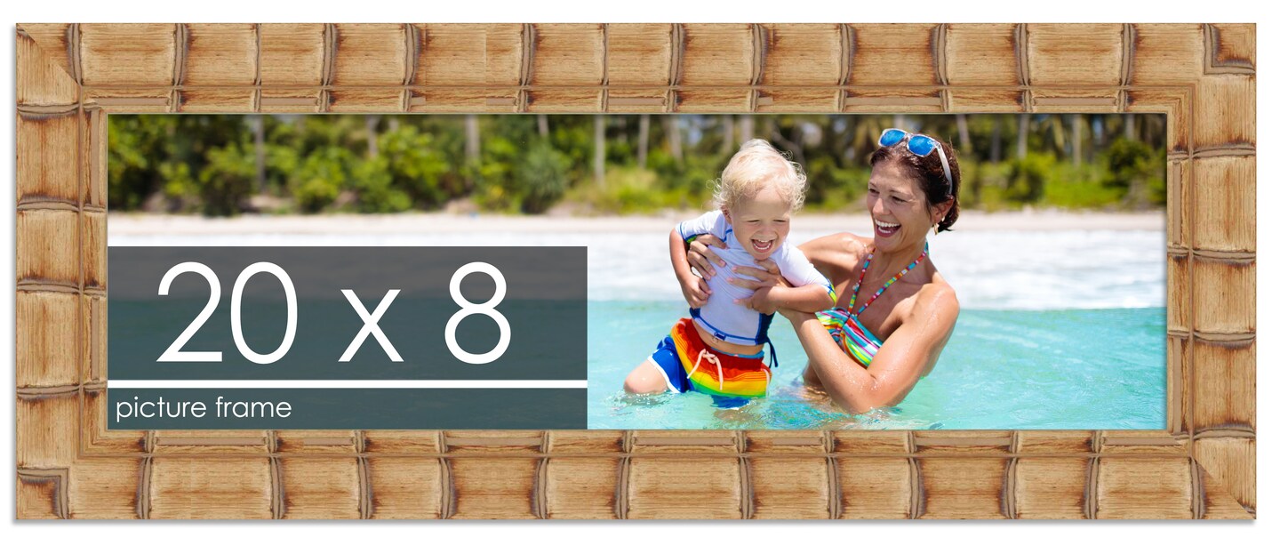 20x8 Wide Bamboo Picture Frame with UV-Resistant Acrylic &#x26; Acid Free Backing, Available in  4 Finishes - Brown, Black, Silver, and Natural