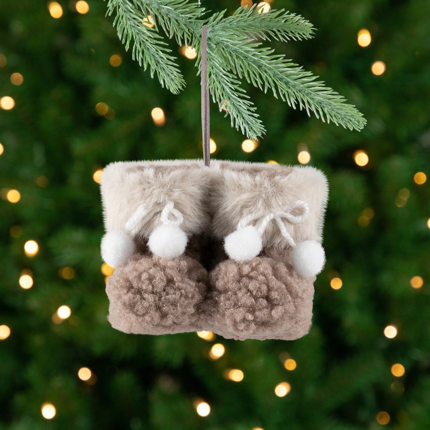 Northlight High Pile Fleece Winter Booties Christmas Ornament - 4&#x22;