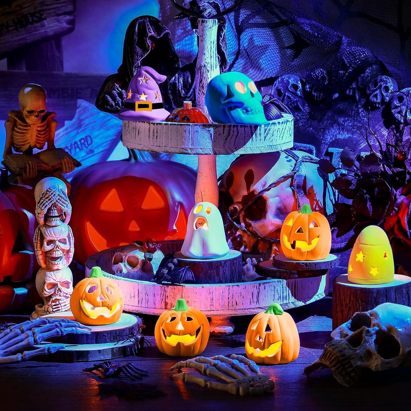 8 Set DIY Ceramic Halloween Lanterns Figurines Paint Craft Kit
