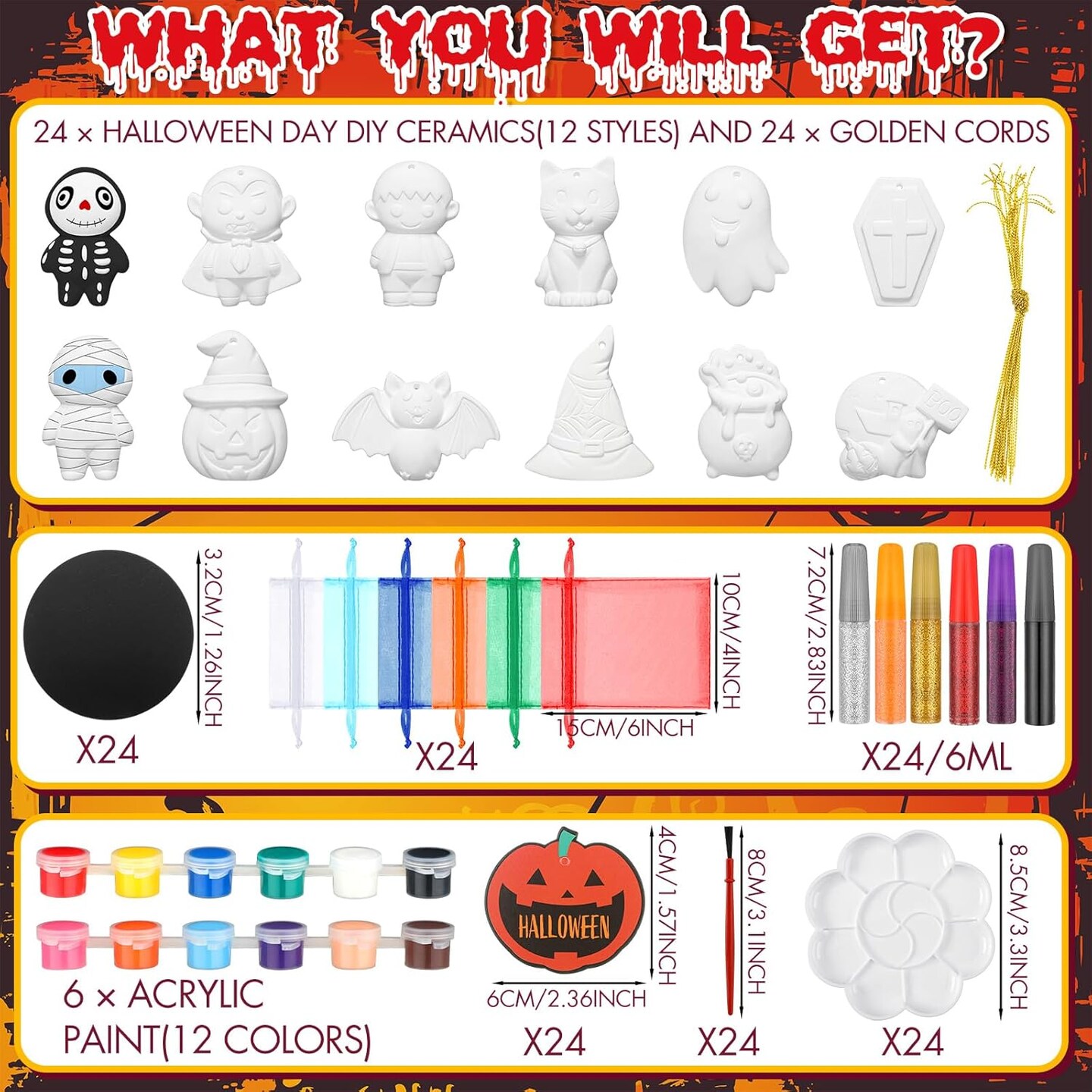 24 Sets Halloween Ceramics to Paint