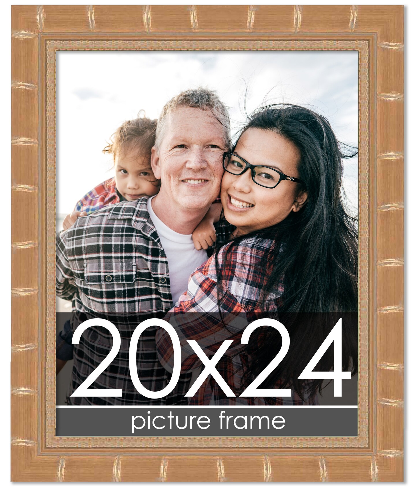 20x24 Modern Bamboo Picture Frame with UV-Resistant Acrylic & Acid Free Backing, Available in 5 Finishes - Gold, Silver, Brown, Black, and Natural