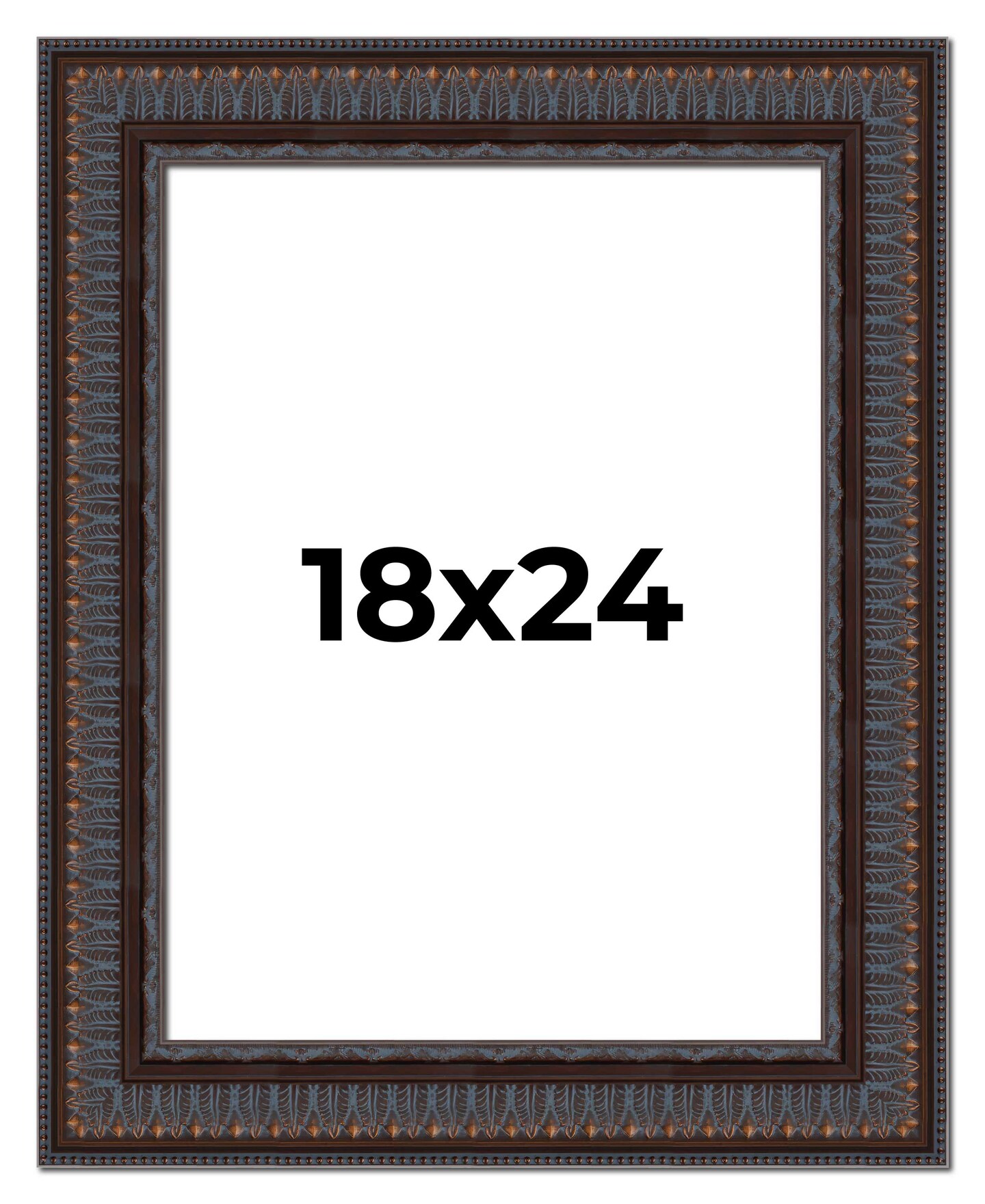 3.5" Wide Ornate Brown Picture Frame - UV Acrylic, Foam Board Backing, Hanging Hardware