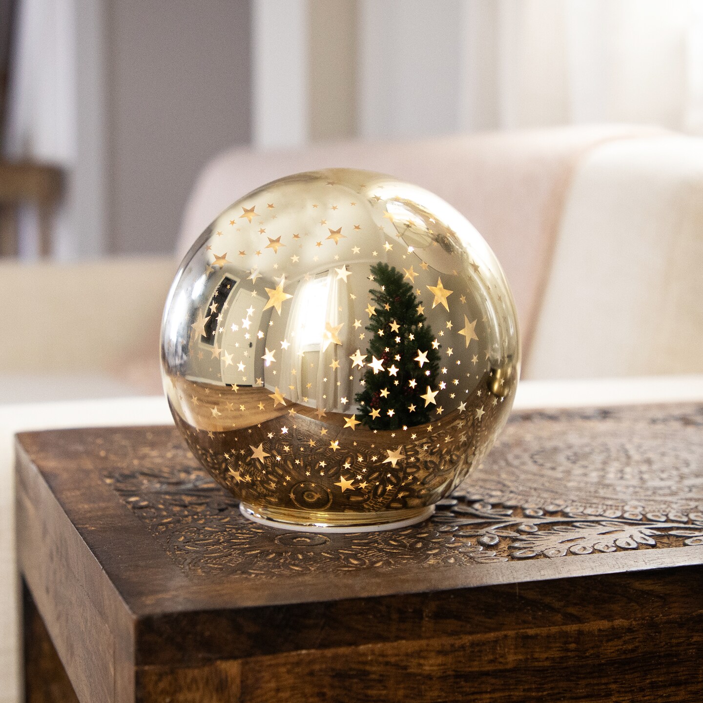 Northlight LED Lighted Stars Glass Globe Christmas Decoration - 6&#x22; - Gold