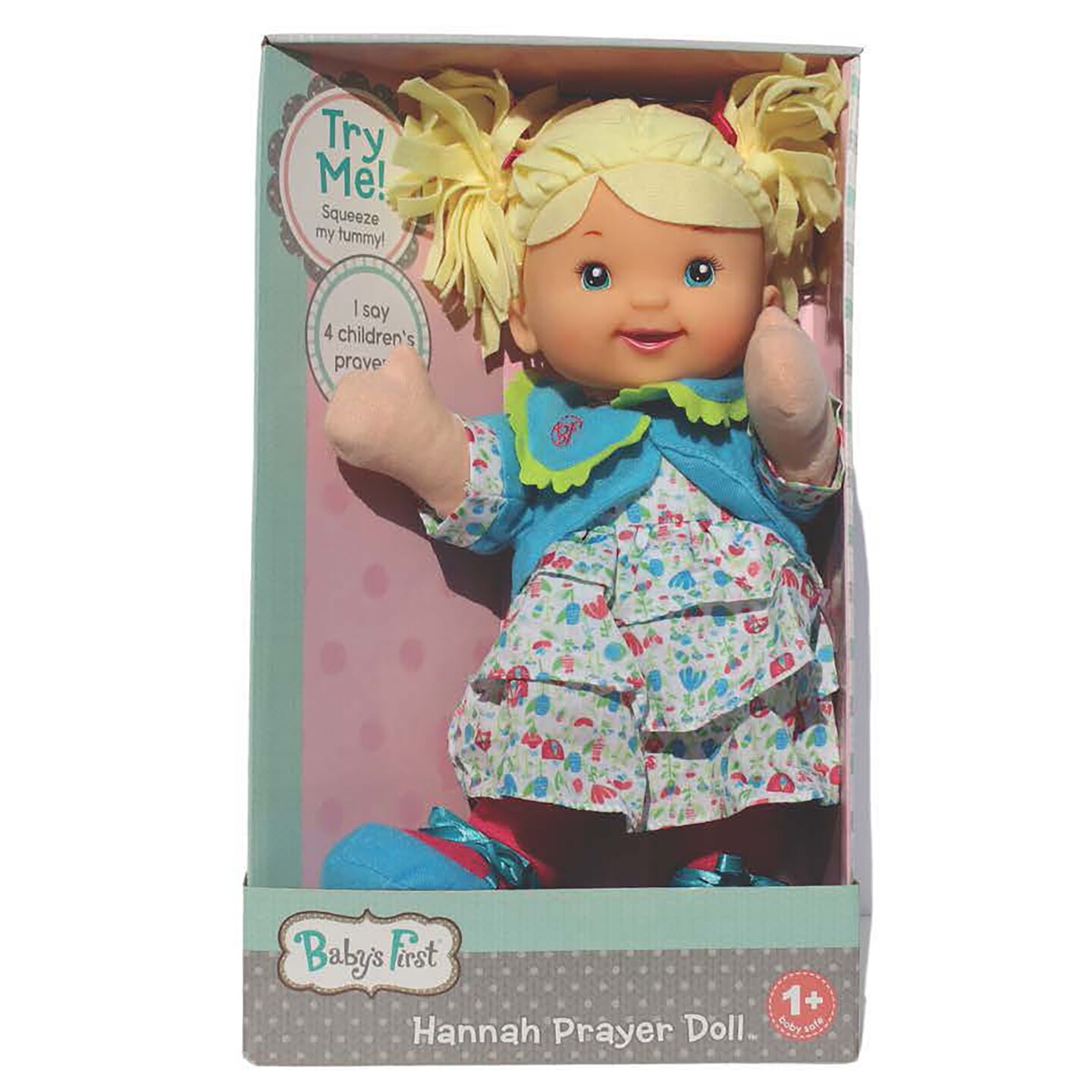 Goldberger&#x27;s Baby&#x27;s First: 14&#x22; Hannah Prayer Doll - Blonde, Machine Washable, Press Doll&#x27;s Tummy to Hear 1 of 4 Children&#x27;s Prayers, Safe for Ages 1+