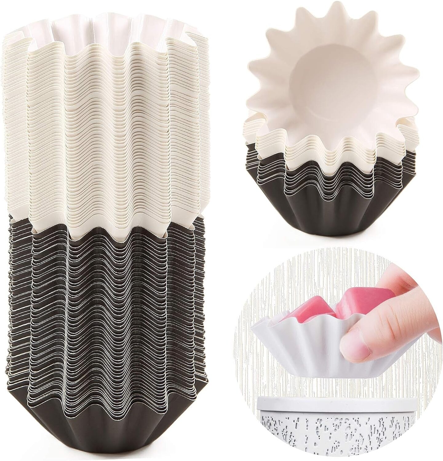 Wax Melt Warmer Liners Reusable &#x26; Leakproof Candle Warmer Liners Wax Tray for Scented Wax,Electric Wax Warmers, Plug in Warmers, Candle Warmer,Wax Melter and Wax Burner(Black 50Pcs + White 50Pcs)